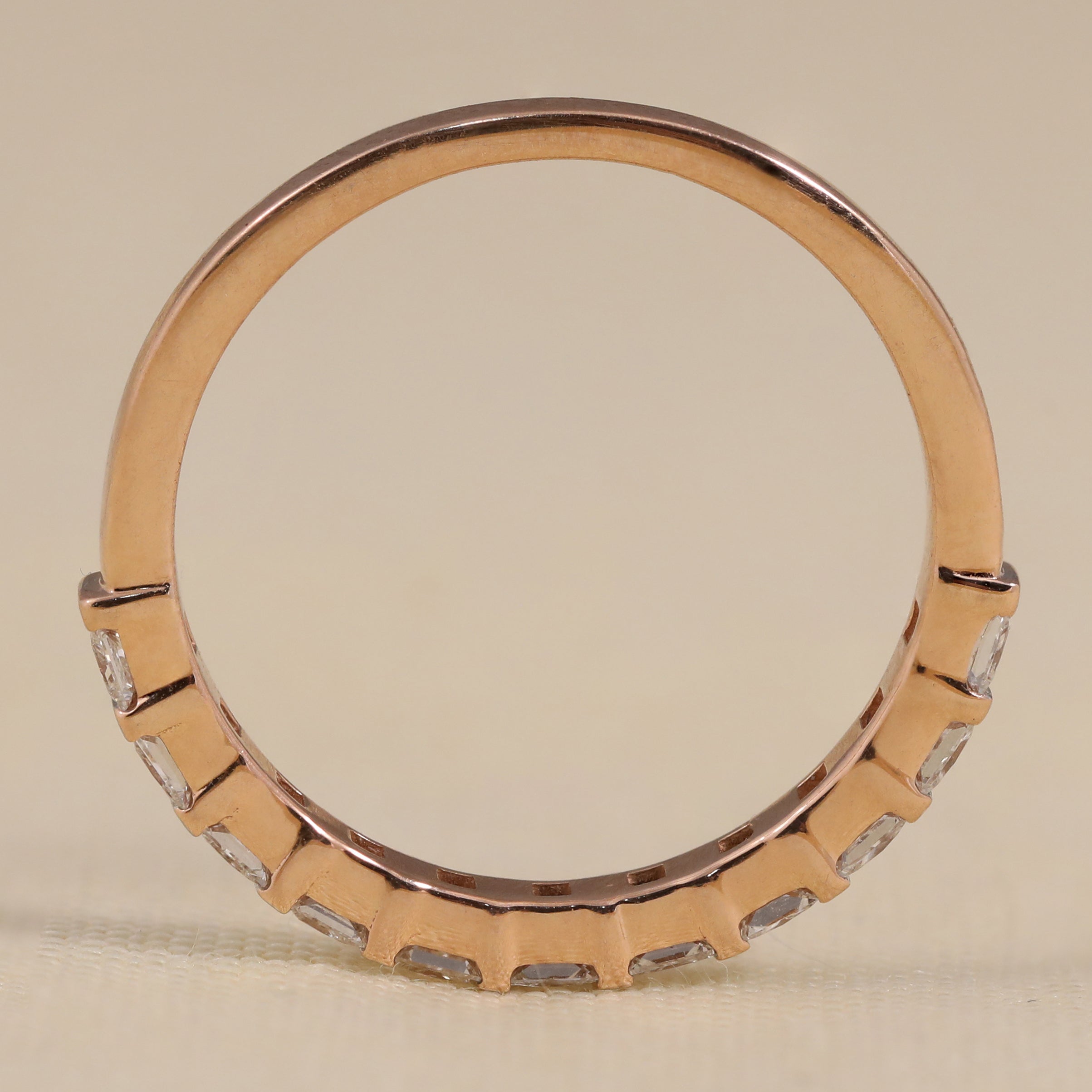 Minimal lab created diamond channel band engagement style