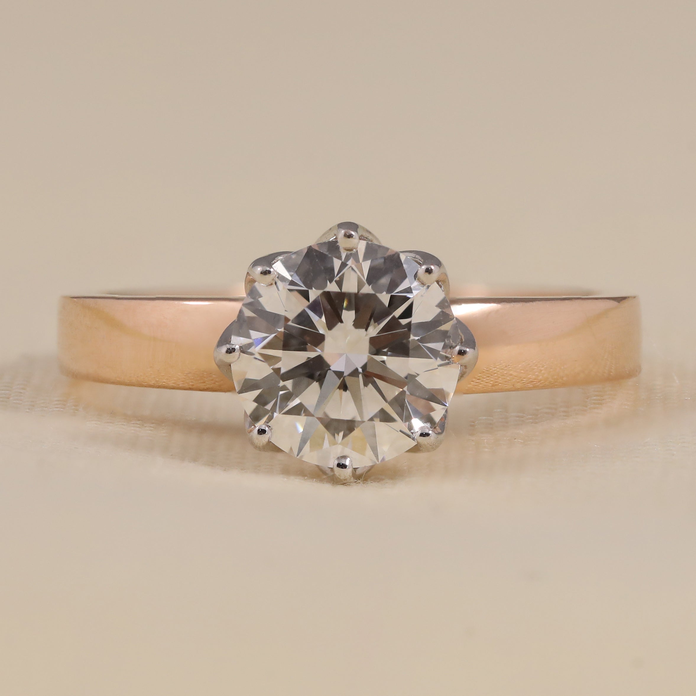 Round cut lab grown diamond solitaire engagement ring proposal