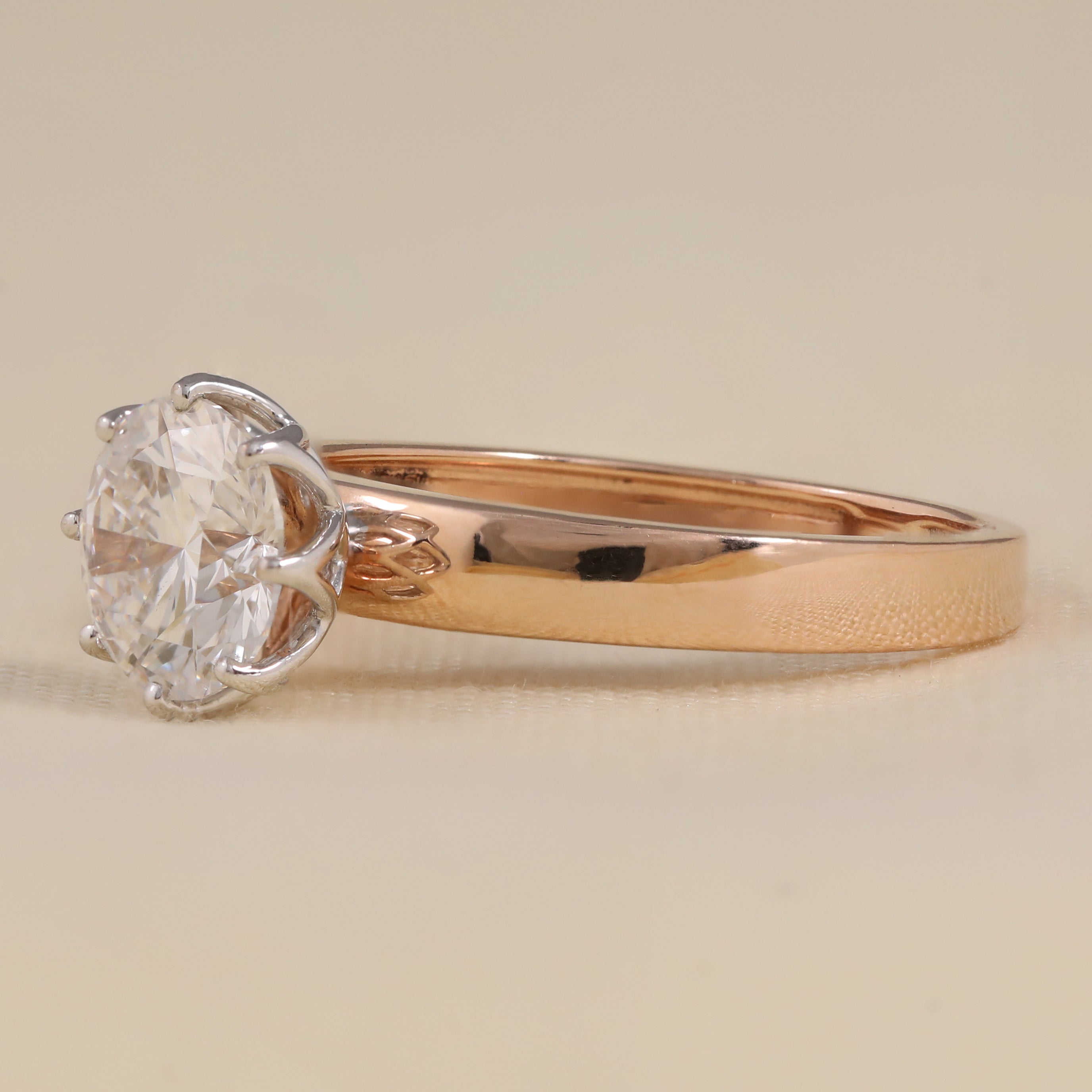 Classic solitaire ring with round lab created diamond anniversary