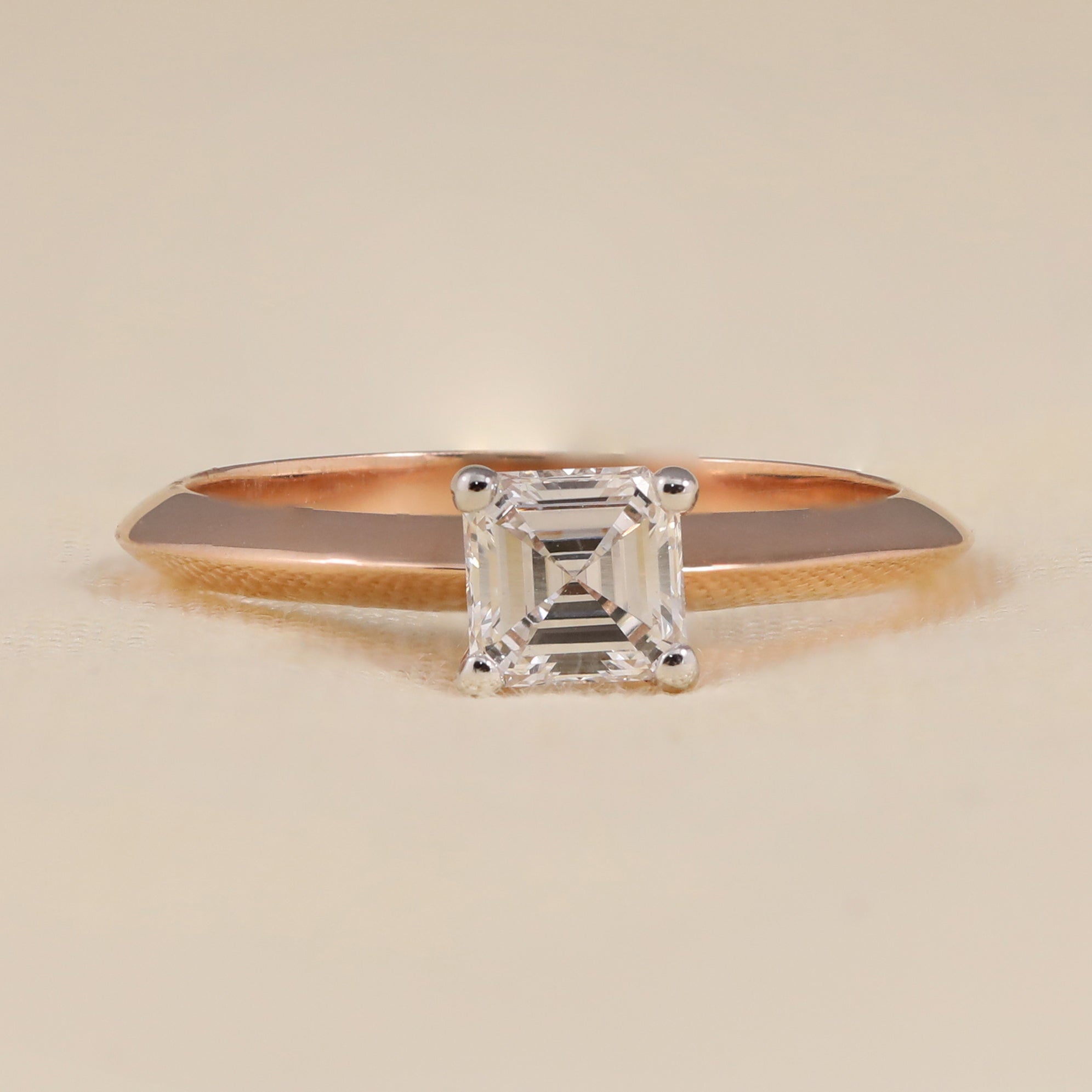 Asscher cut lab grown diamond engagement ring for proposal