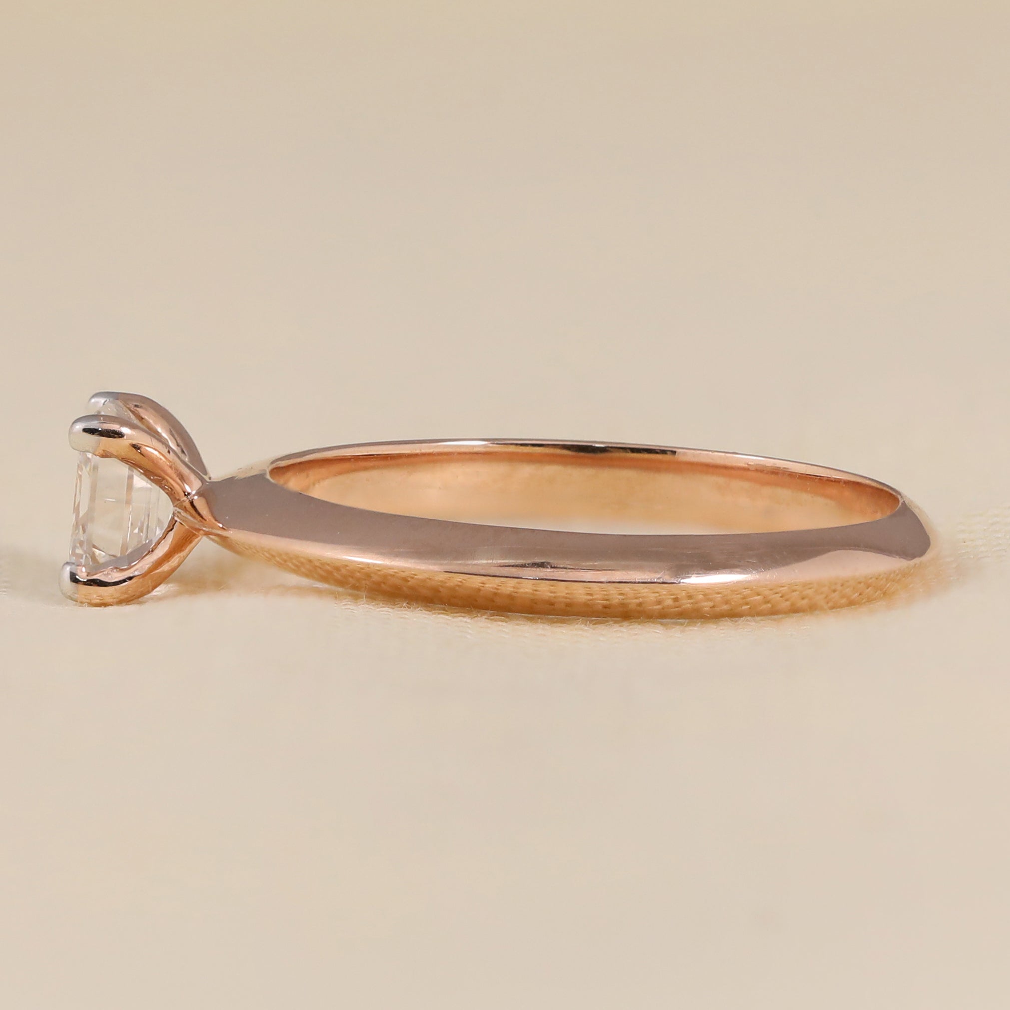 Promise ring designed with asscher lab created diamond