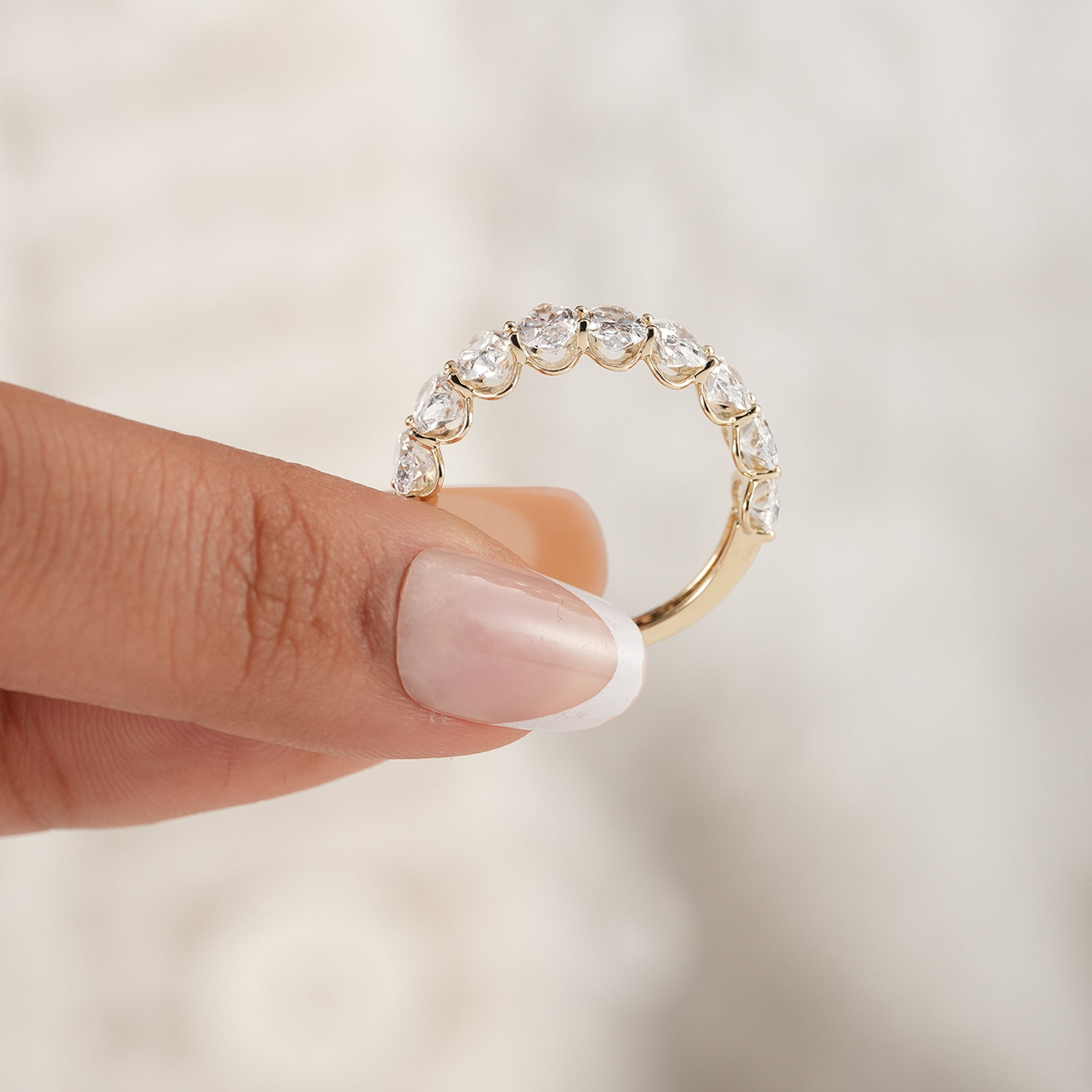Half Eternity Oval Ring