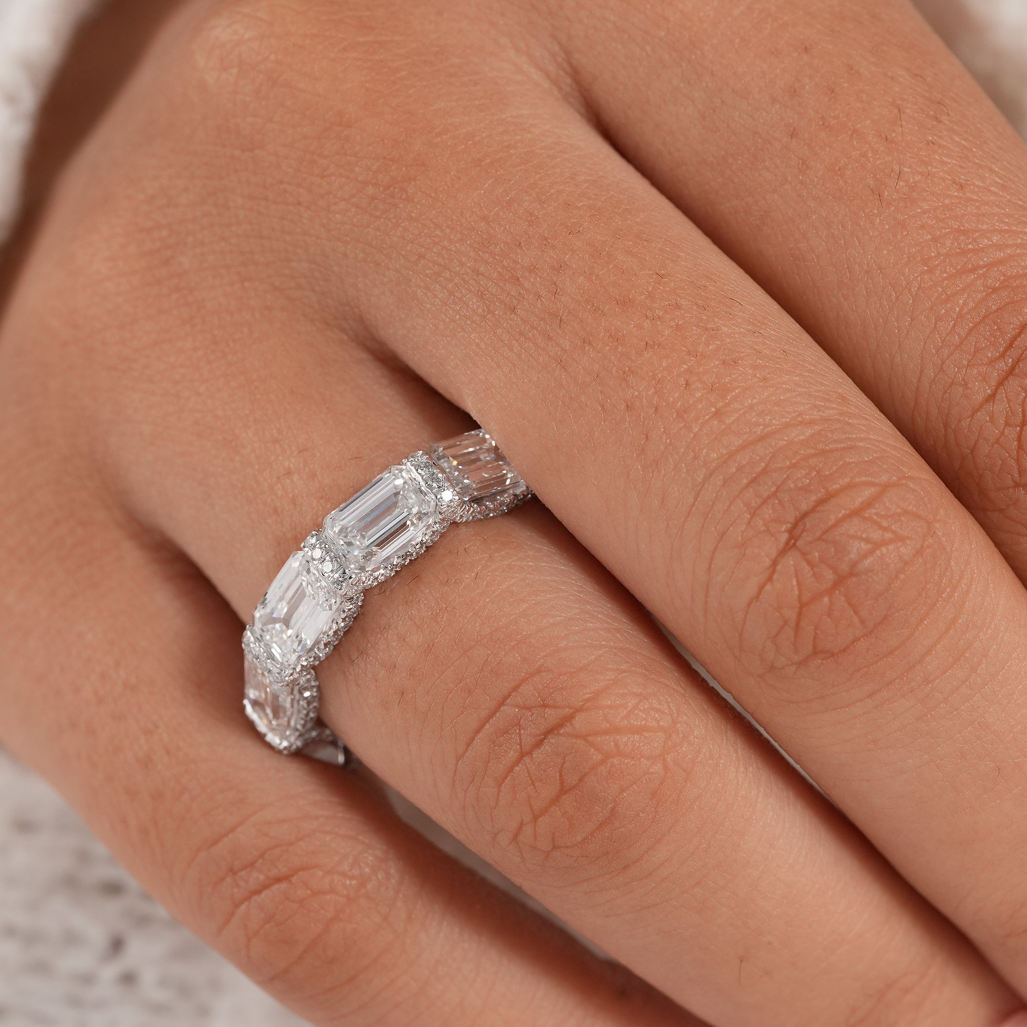 Premium lab diamond eternity wedding ring.