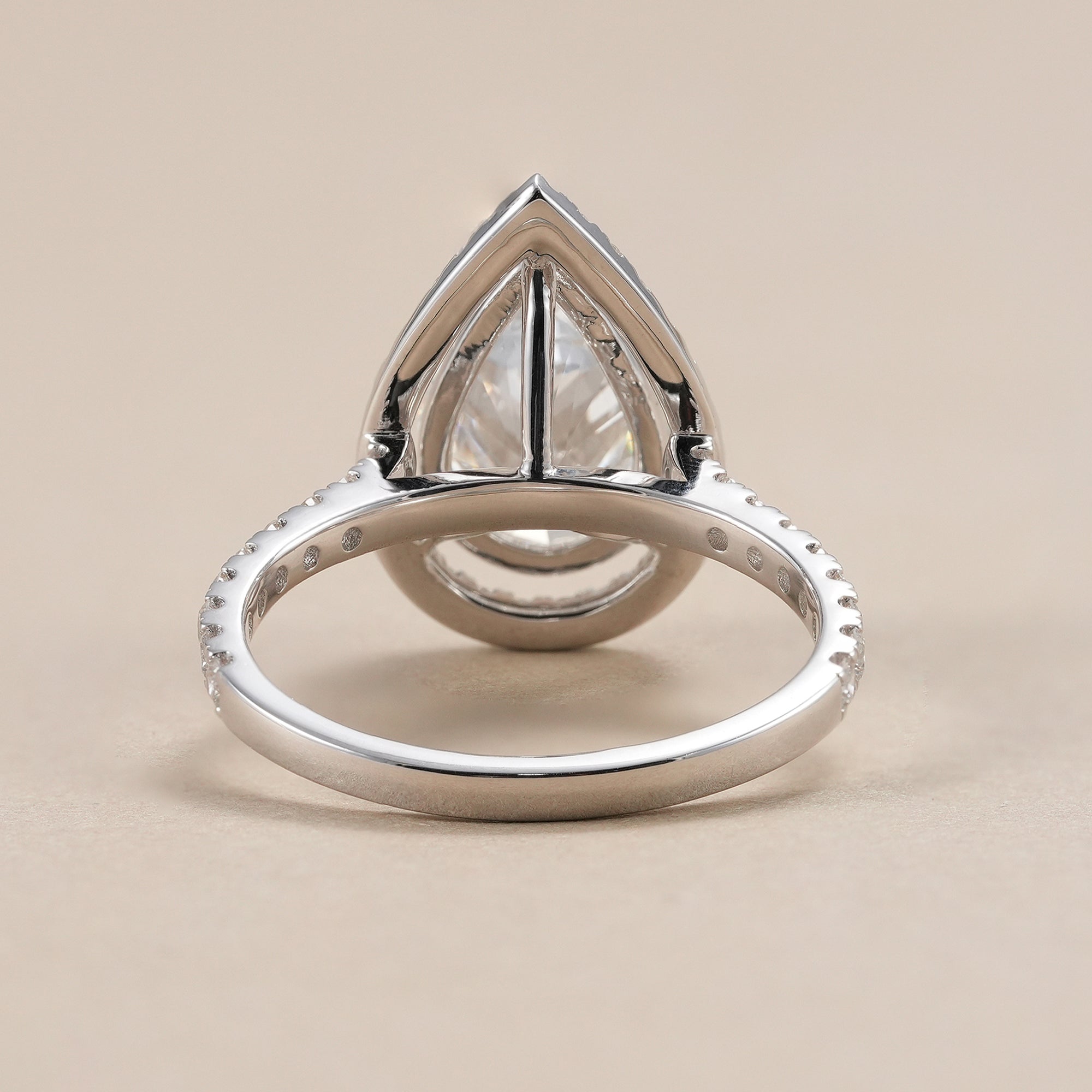 Luxury pear shaped lab diamond engagement ring.