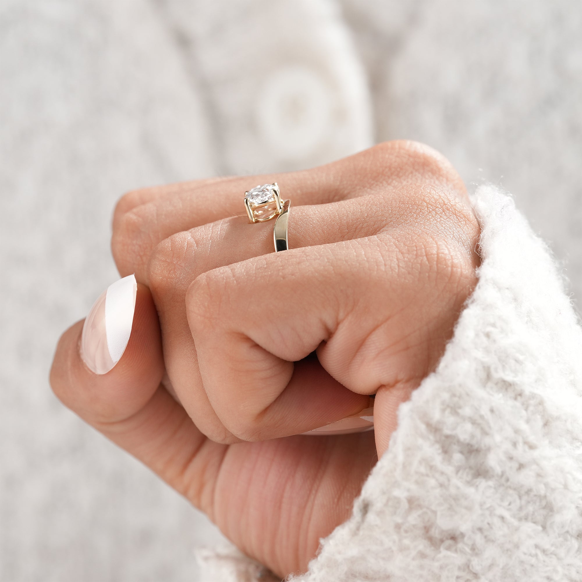 Contemporary chevron solitaire engagement ring.