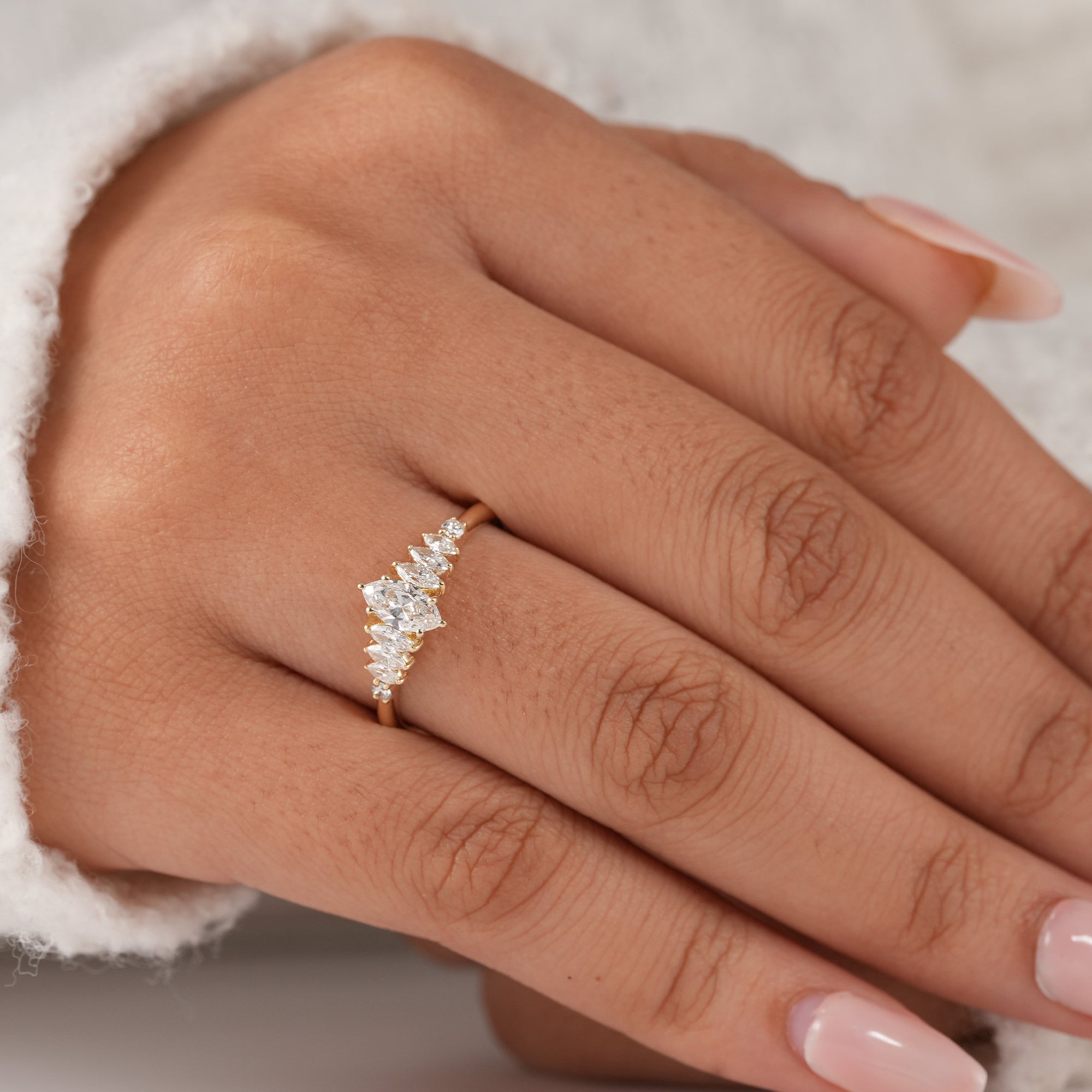 Timeless seven stone diamond engagement ring.