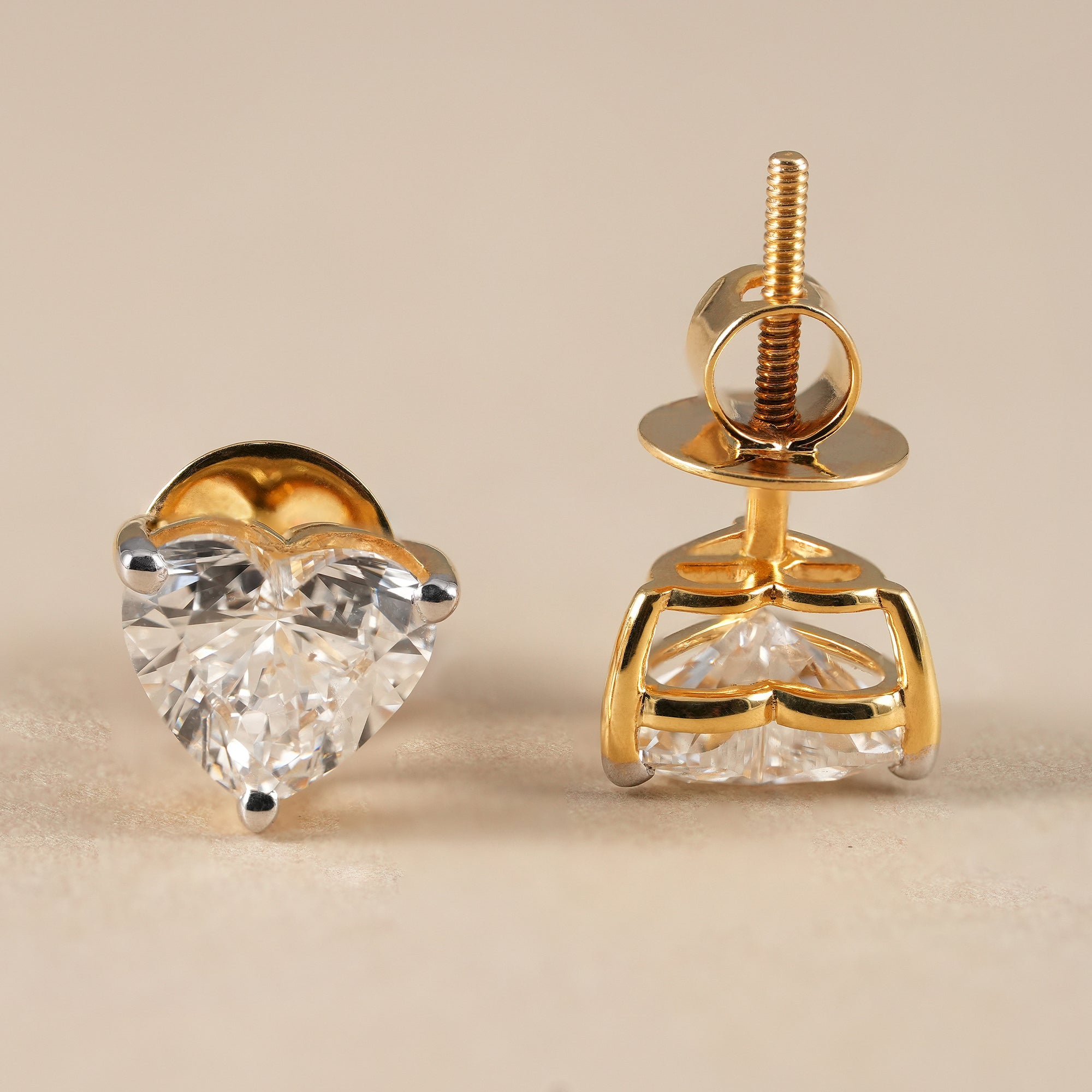 Classic heart diamond studs for everyday wear