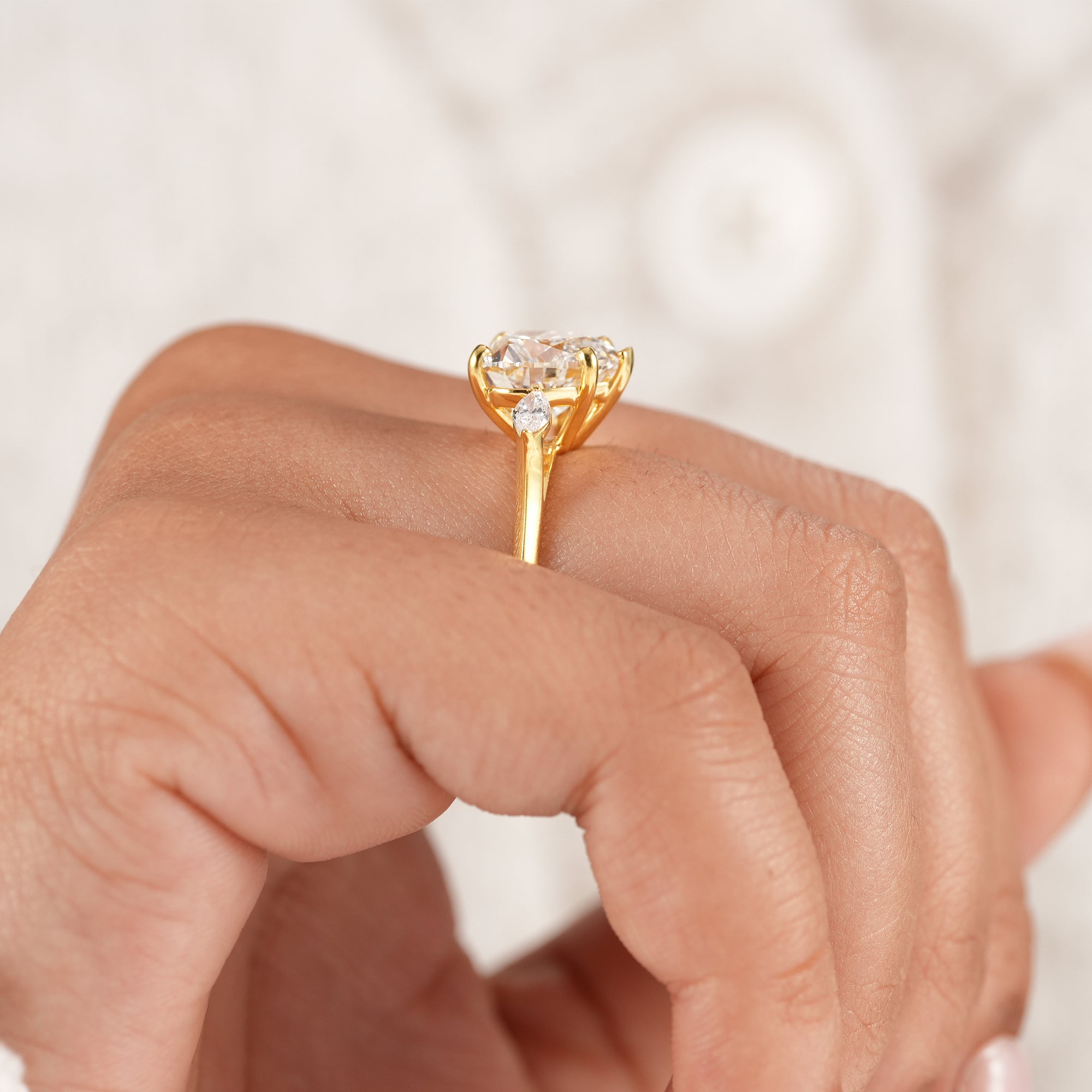 Past present future heart diamond engagement ring.