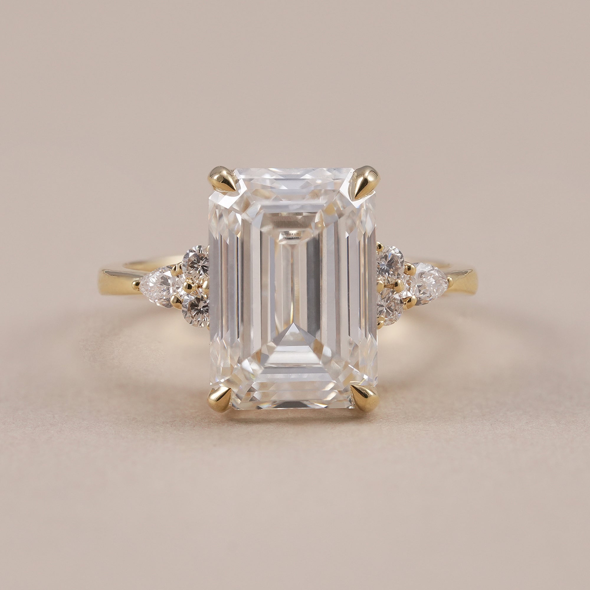 IGI certified 5 ct emerald cut lab grown diamond engagement ring