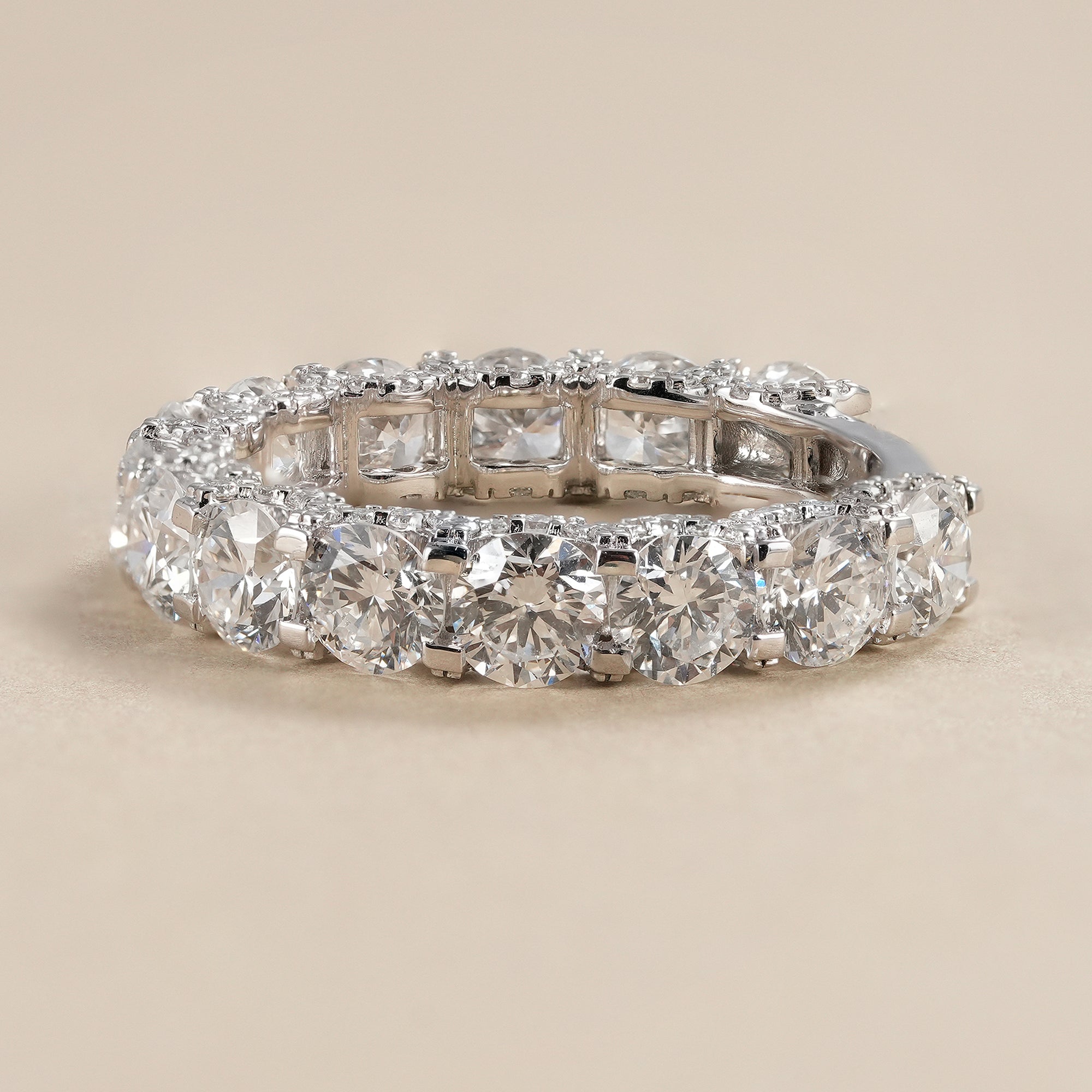 Luxury round diamond eternity ring handcrafted with ethically sourced IGI certified lab grown diamonds for bridal jewelry.