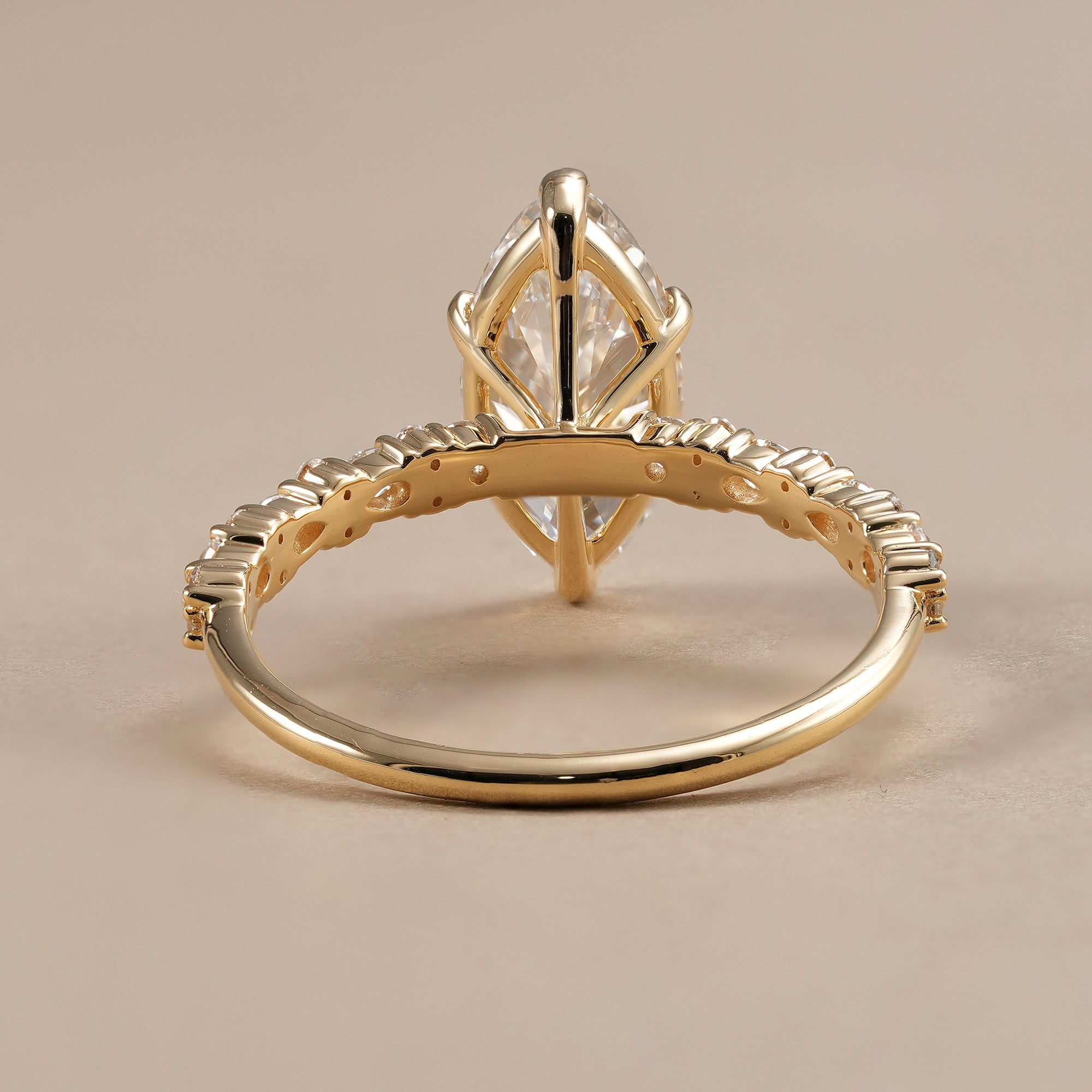 Handcrafted marquise lab grown diamond wedding ring
