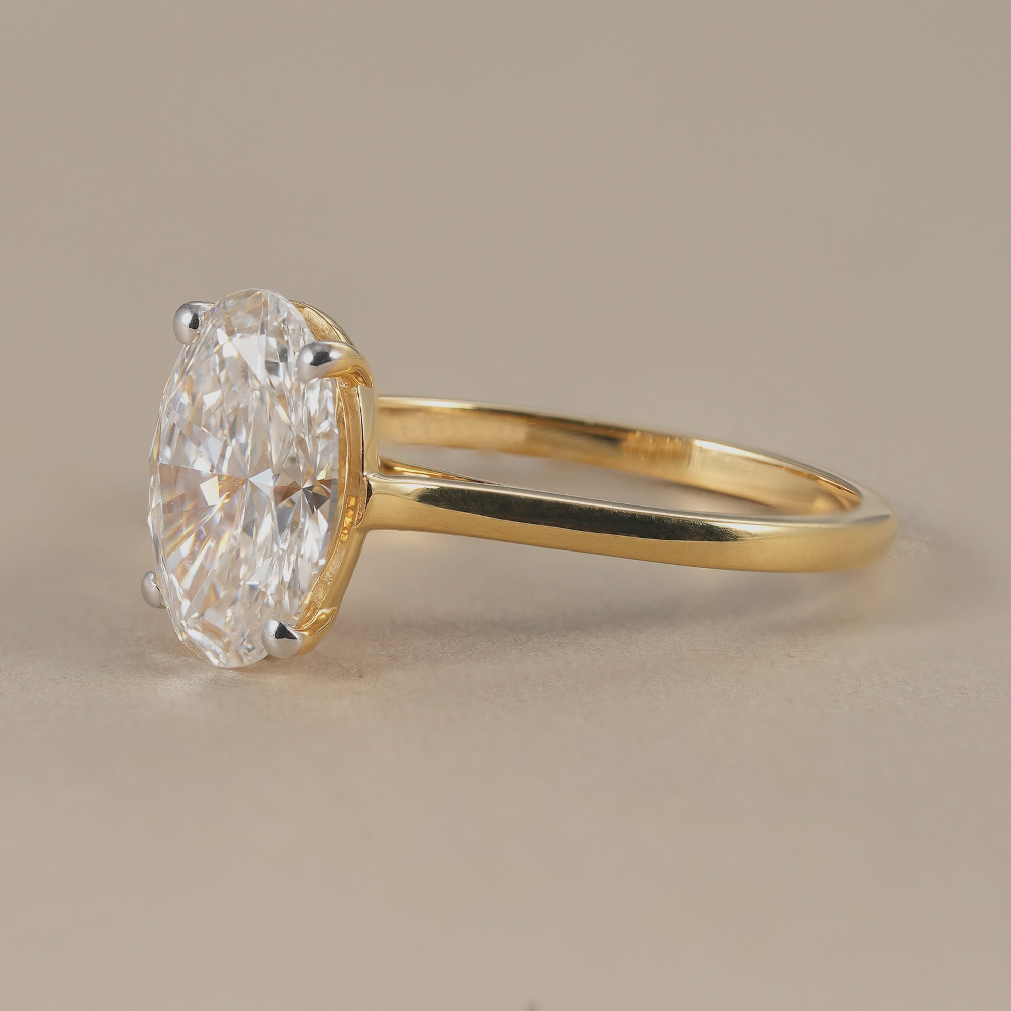 IGI certified oval lab diamond engagement ring for women