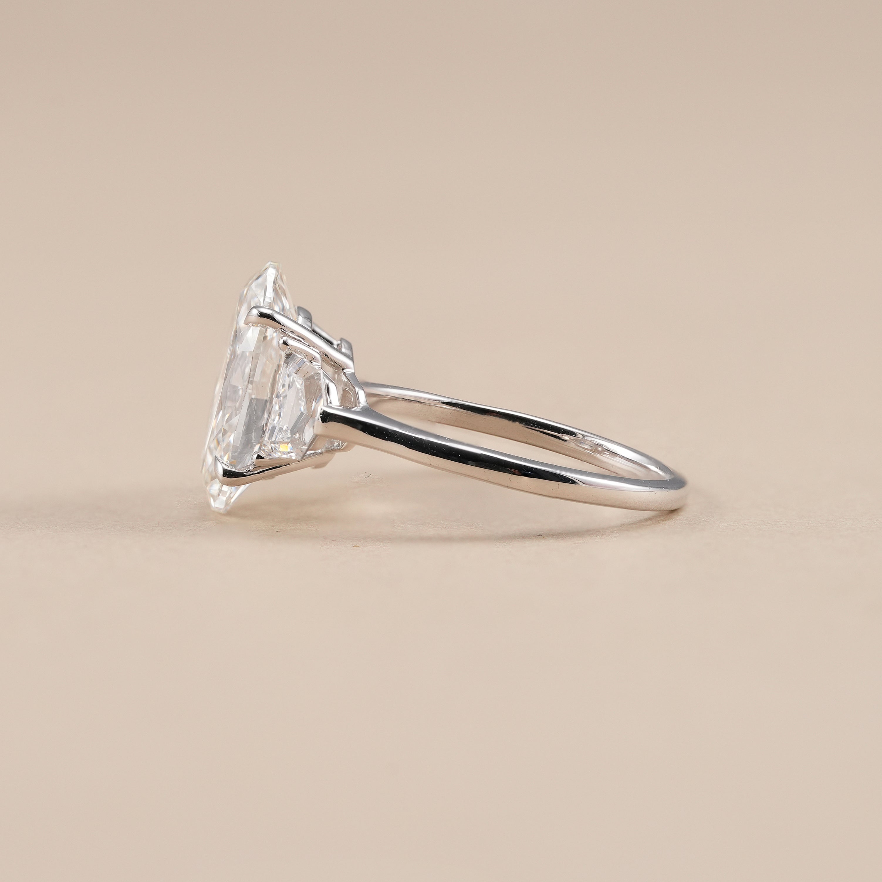 Luxury oval engagement ring with Cadillac cut lab grown diamonds