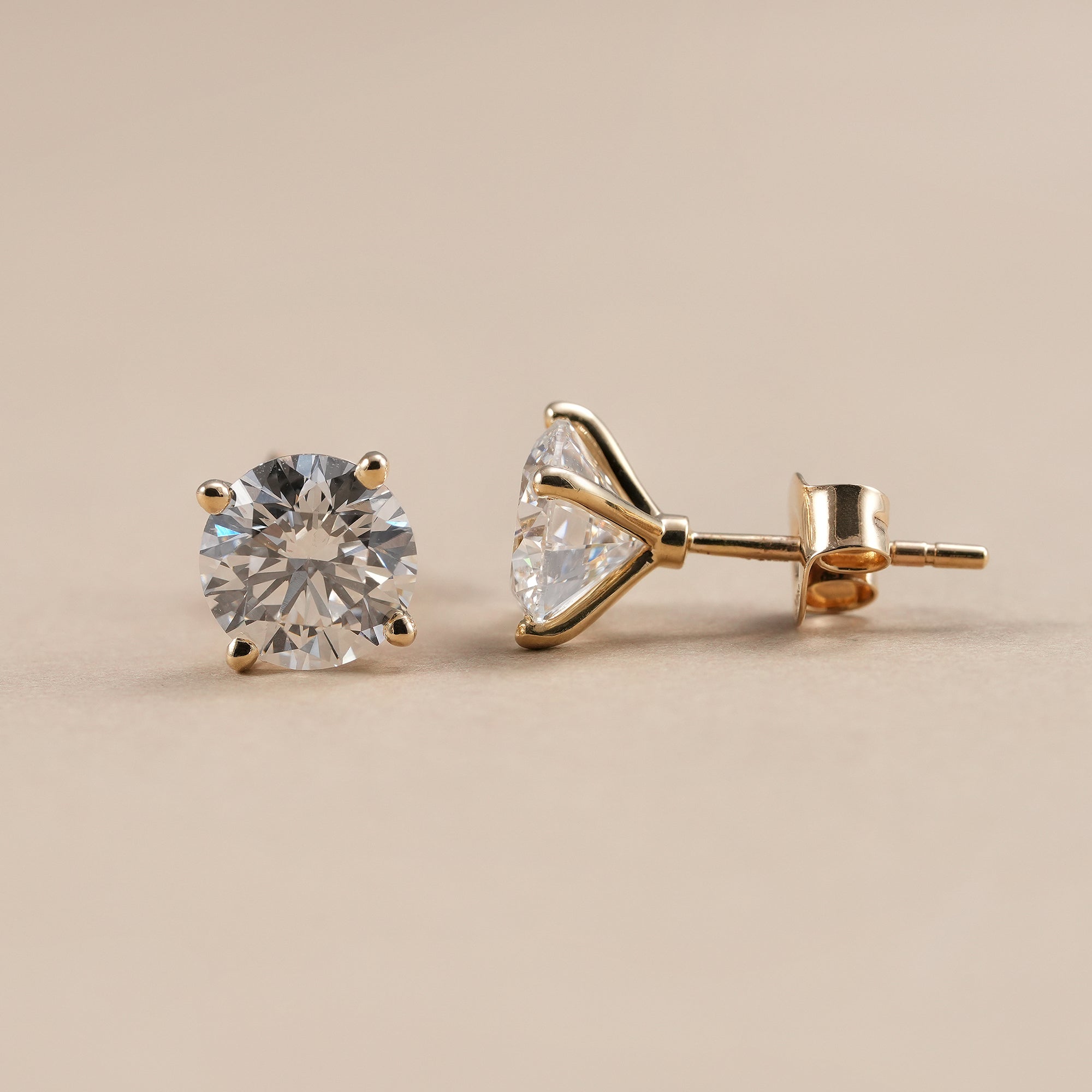 Classic round cut lab grown diamond solitaire earrings for everyday wear