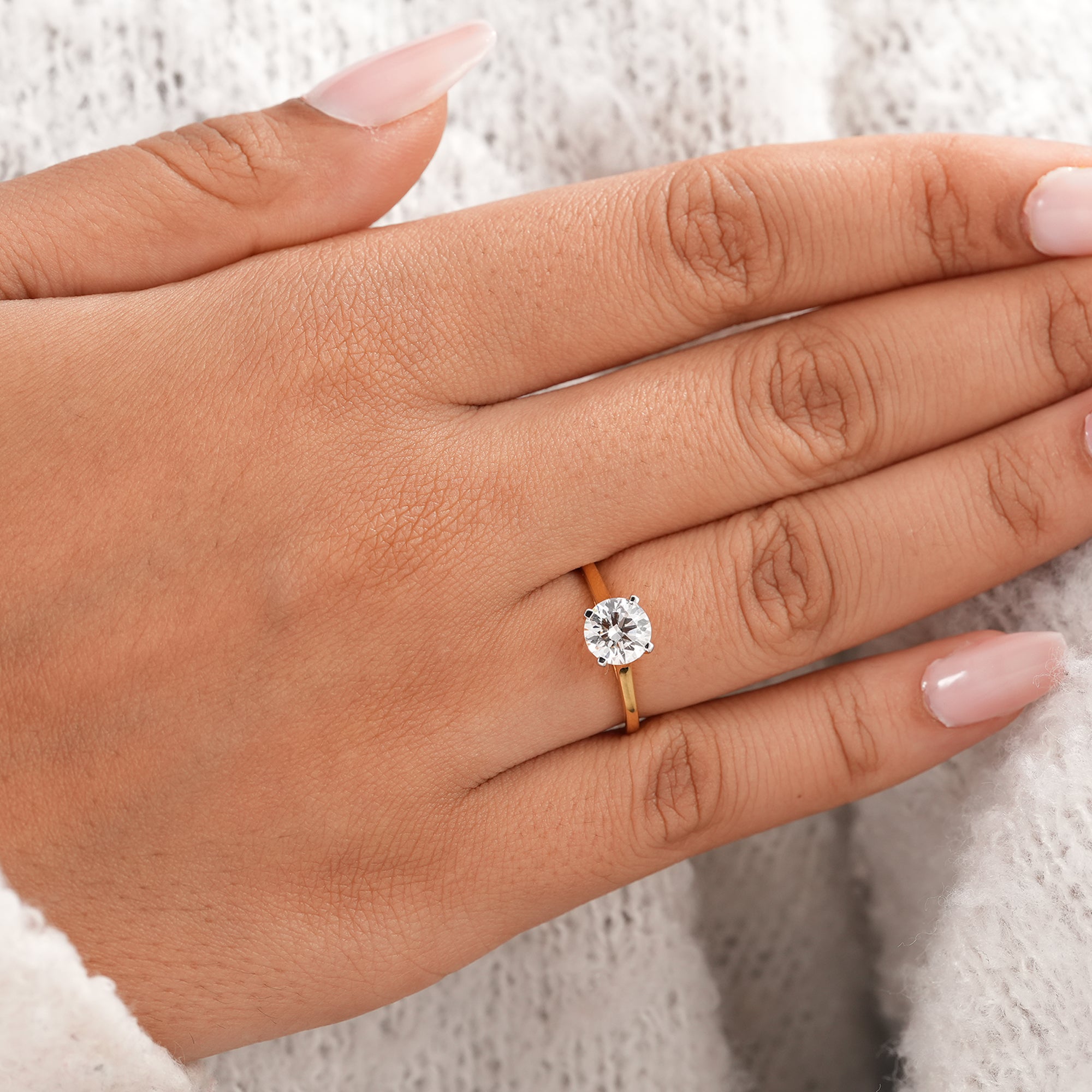 IGI certified round diamond solitaire ring crafted in solid 14K yellow gold