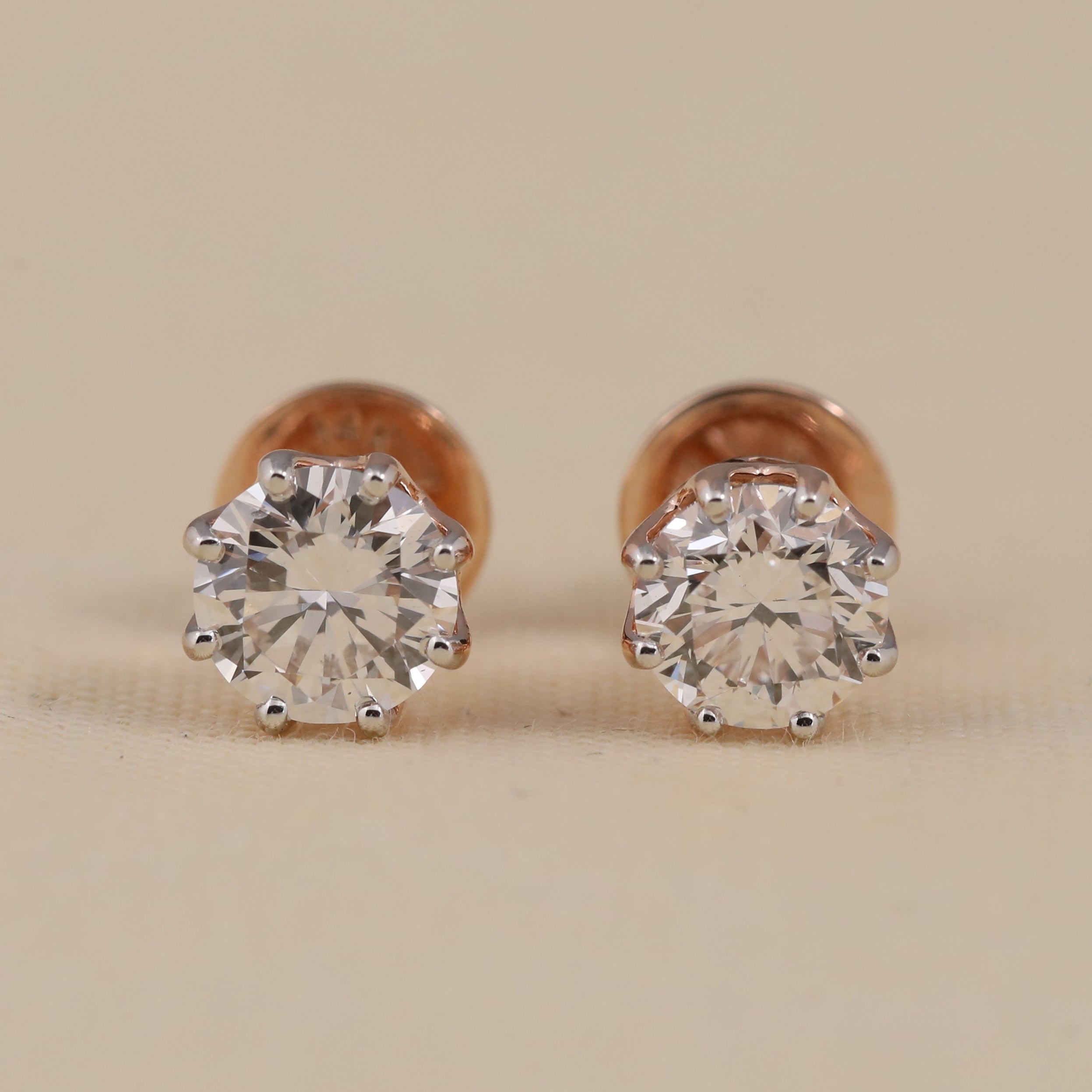 Round diamond solitaire stud earrings perfect for birthday or anniversary gifting