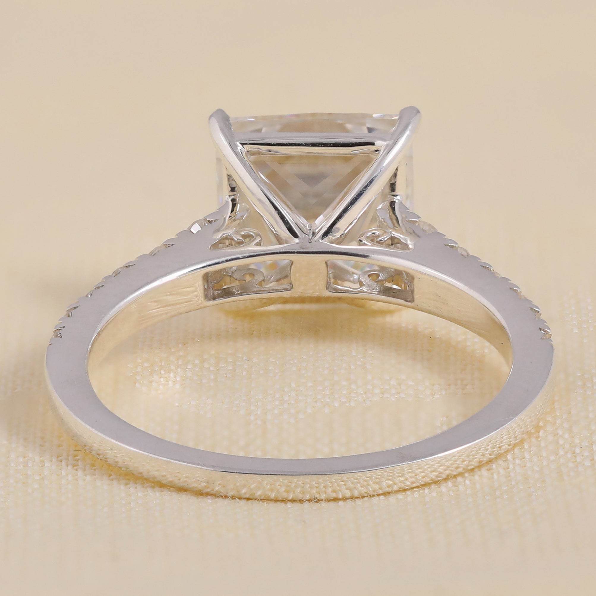 Princess Lab Grown Diamond Solitaire Engagement Ring with Diamond Accents Band