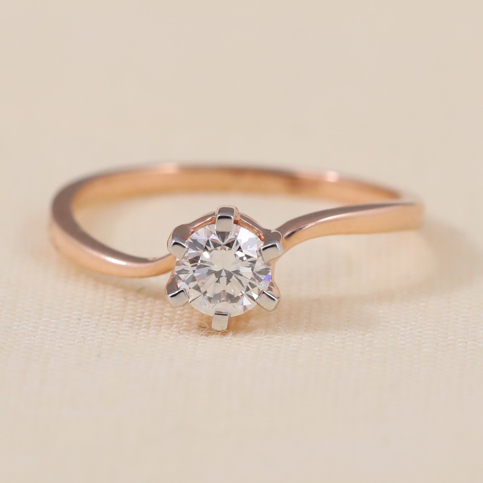 Round lab grown diamond solitaire ring featuring an elegant six prong setting