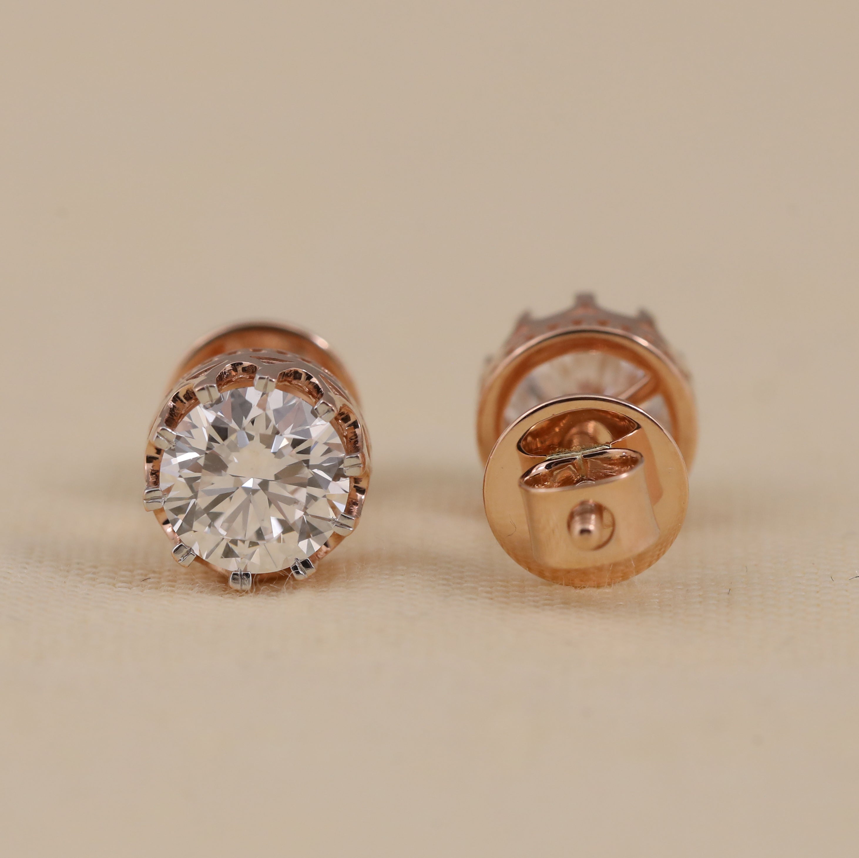 Classic round diamond earrings suited for birthday and festive celebrations.