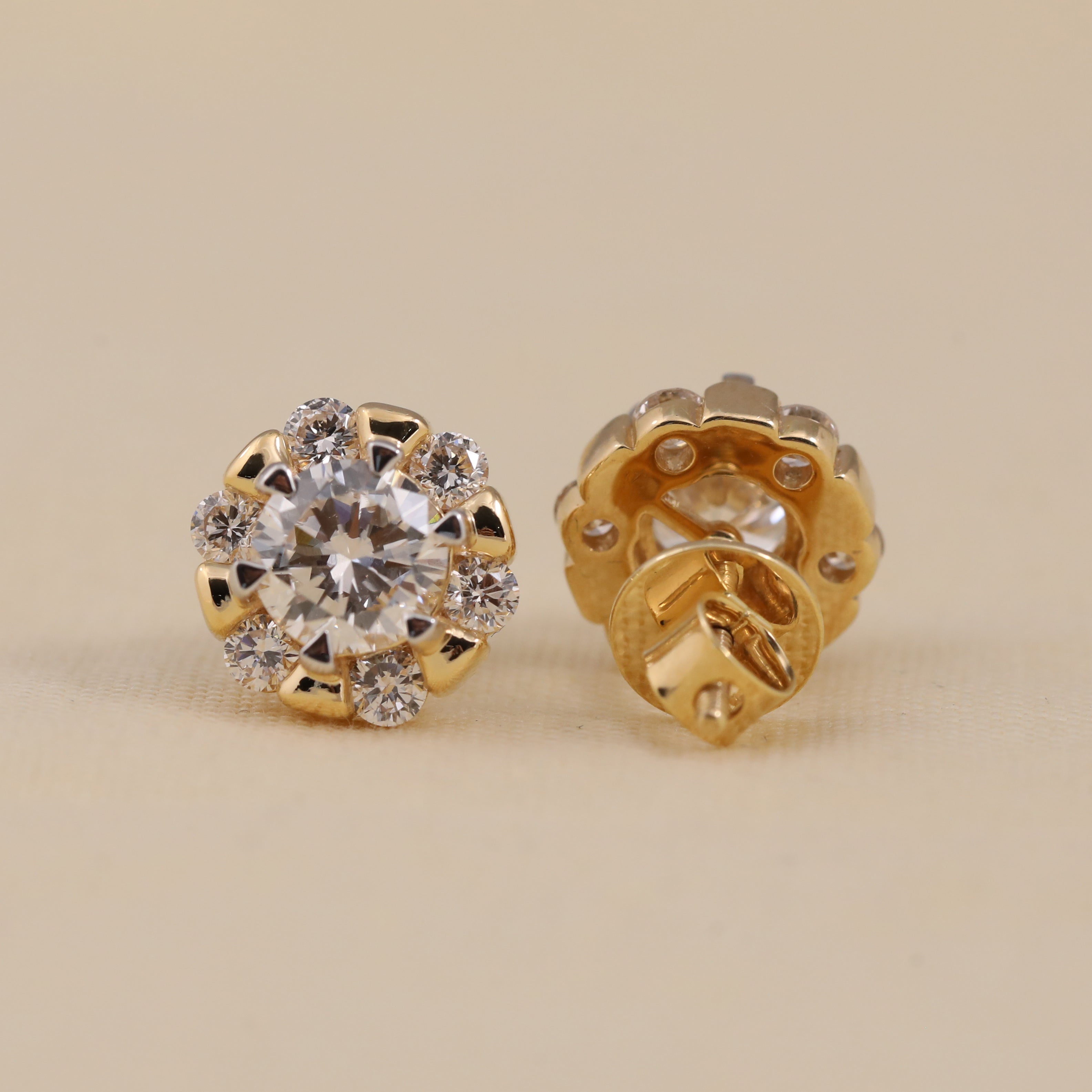 Elegant diamond cluster studs ideal for festive events and celebrations.