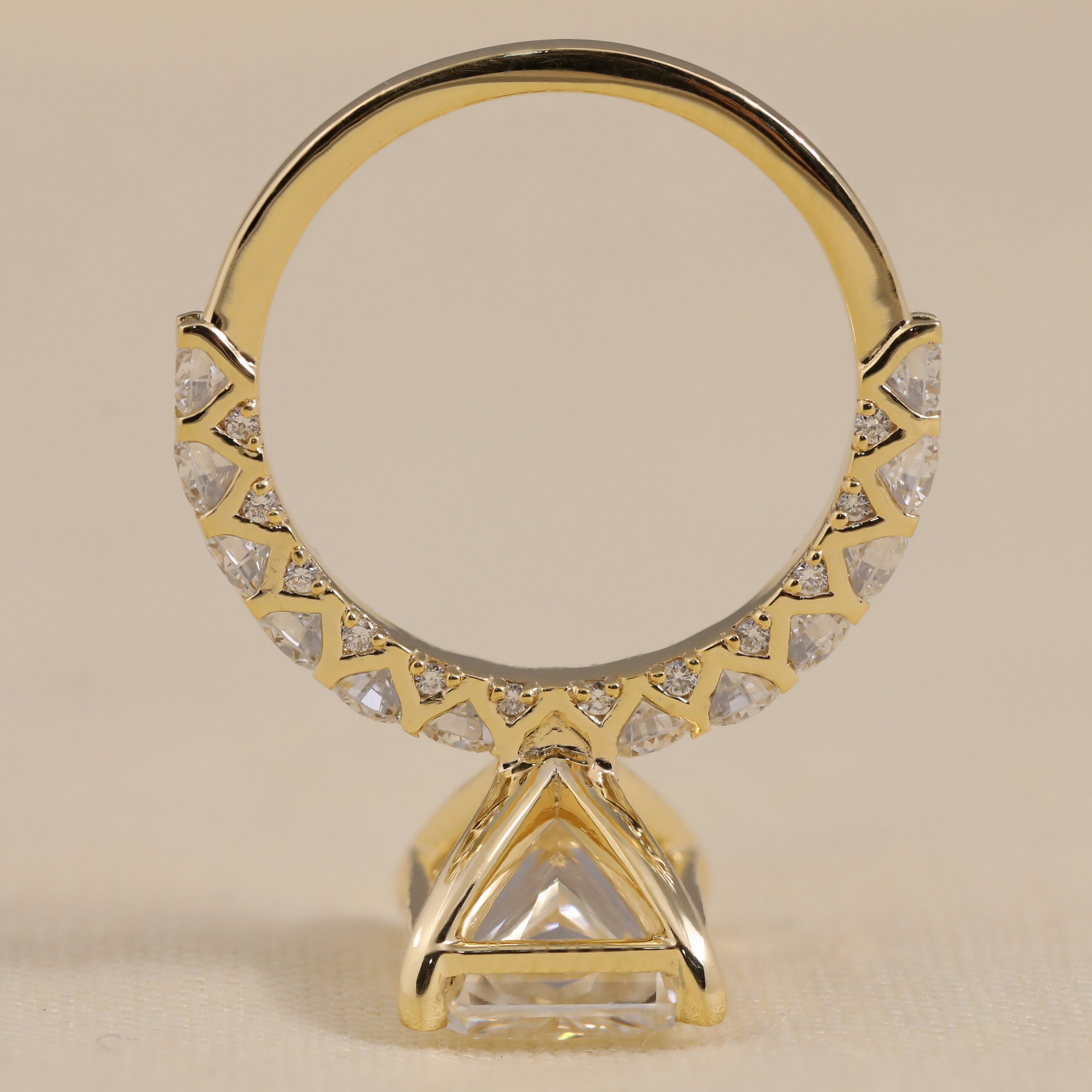Radiant cut lab grown diamond engagement ring with vintage detailing