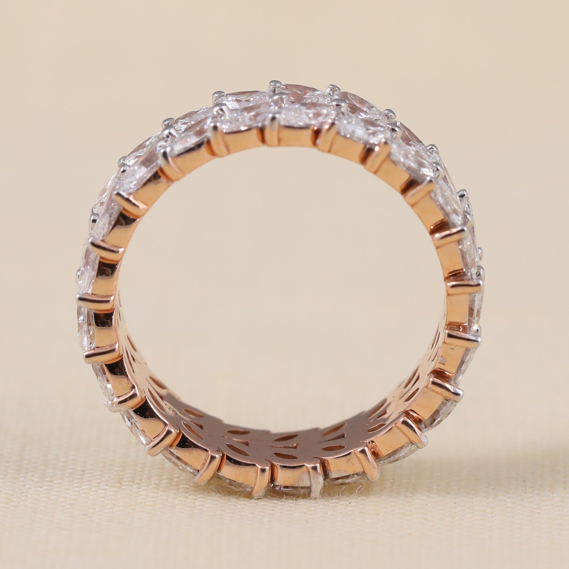 Statement ring featuring multiple rows of marquise cut lab grown diamonds