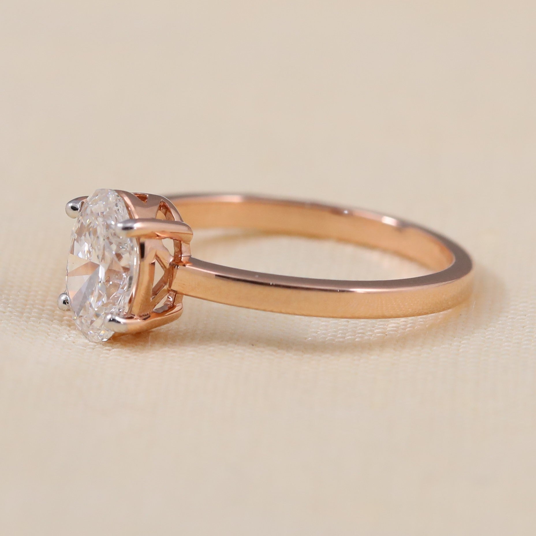 Elegant solitaire ring showcasing a brilliant oval lab grown diamond centerpiece