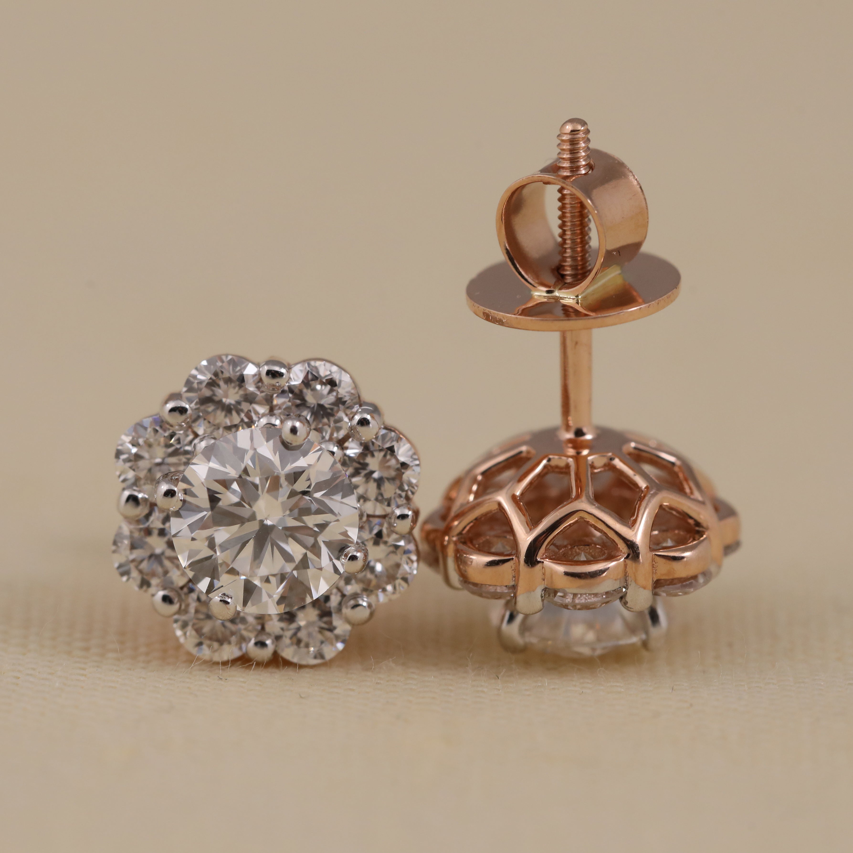Luxurious round halo diamond earrings crafted for timeless anniversary elegance