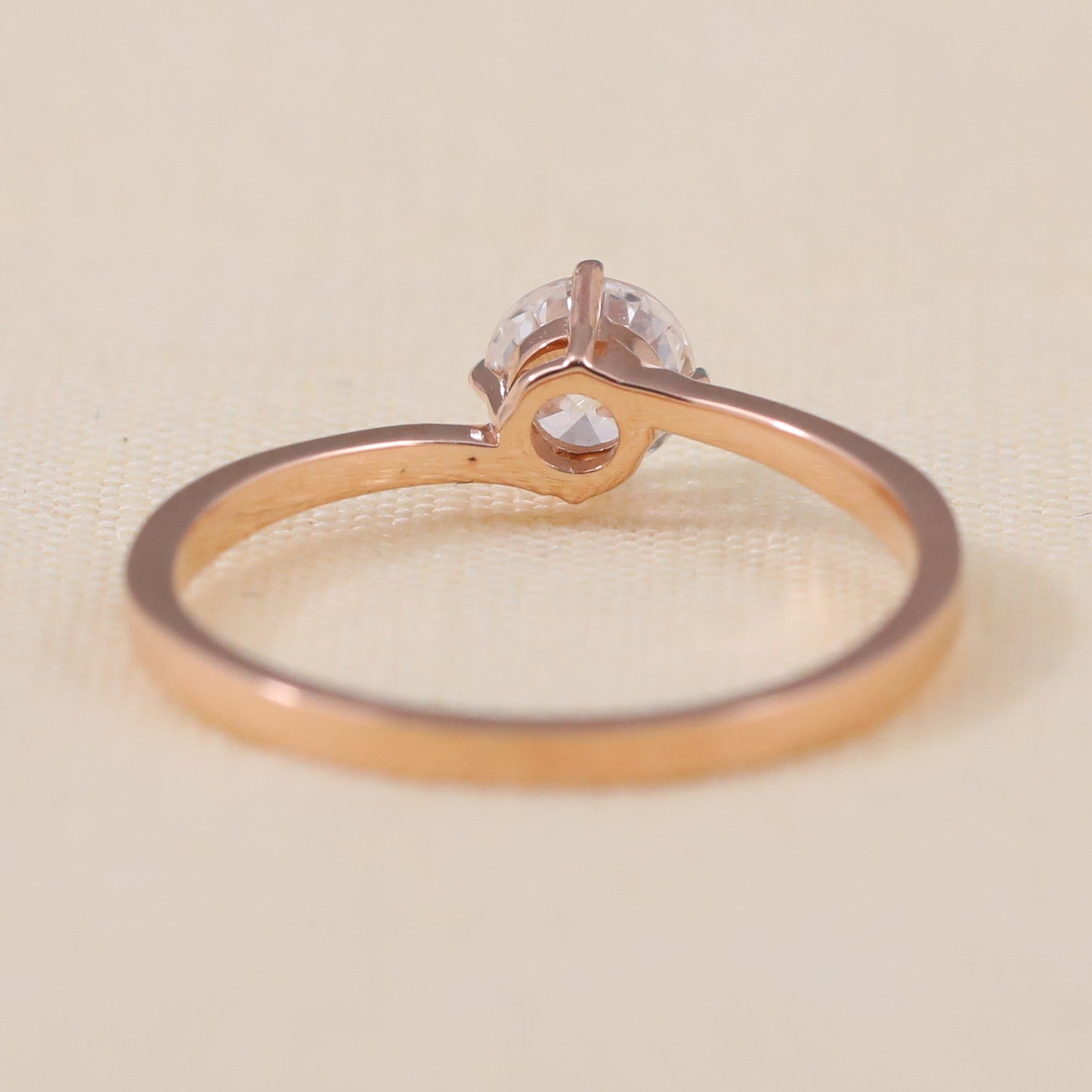 Round Cut Lab Grown Diamond Solitaire Engagement Ring with Bypass Band
