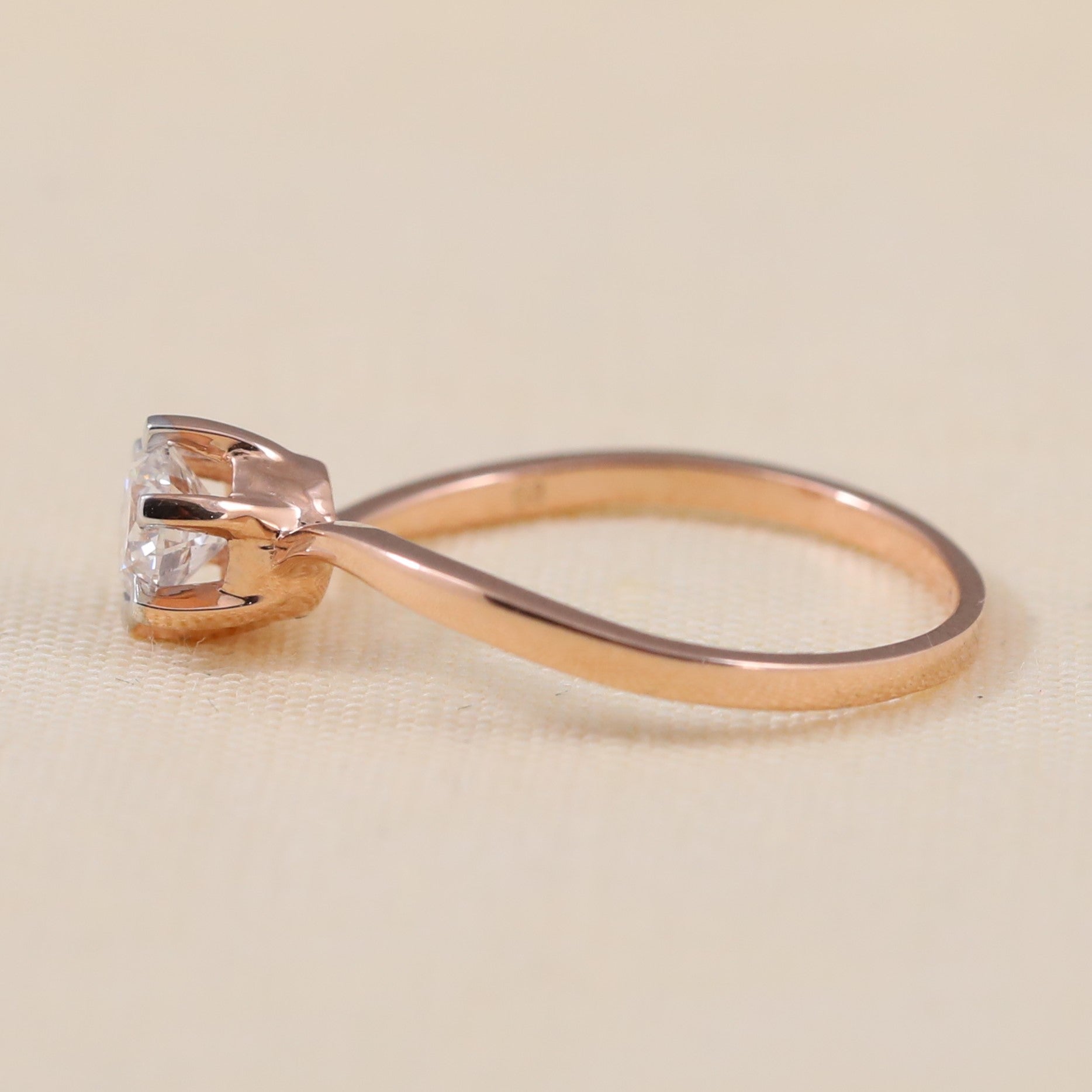 Classic lab grown diamond ring with a sleek modern band design