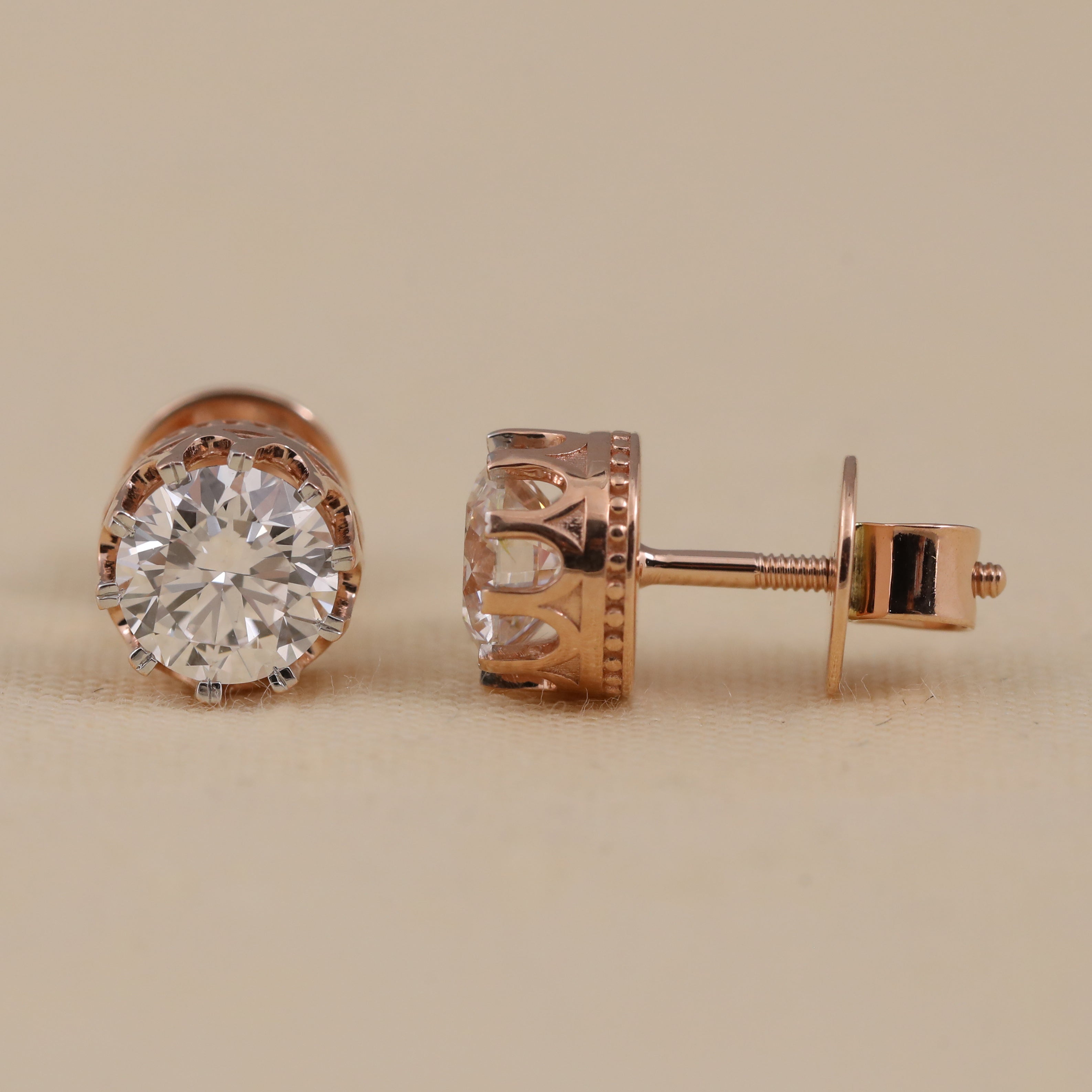 Luxurious round-cut diamond studs perfect for special event celebrations.