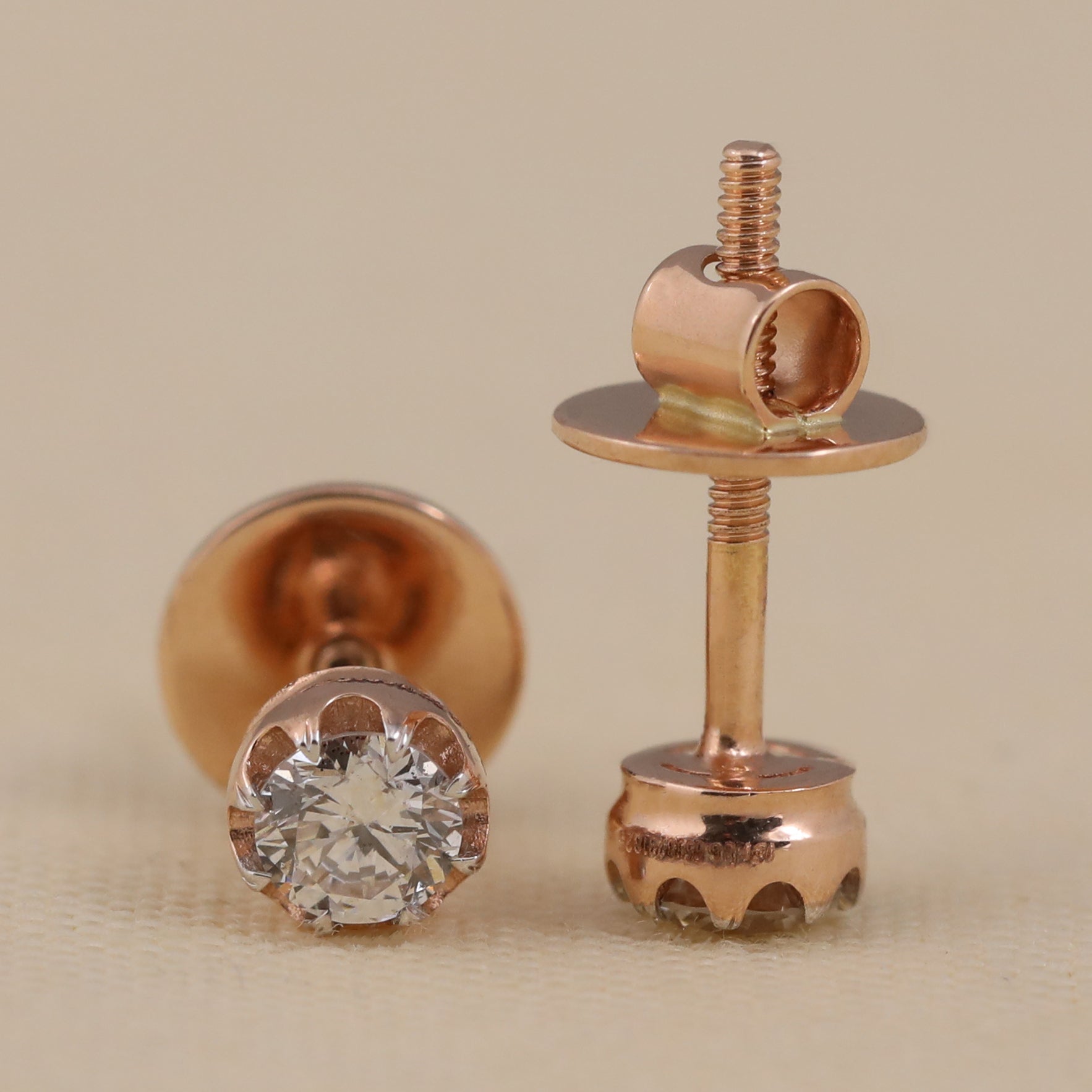 Classic round diamond earrings styled beautifully for wedding or festive events.