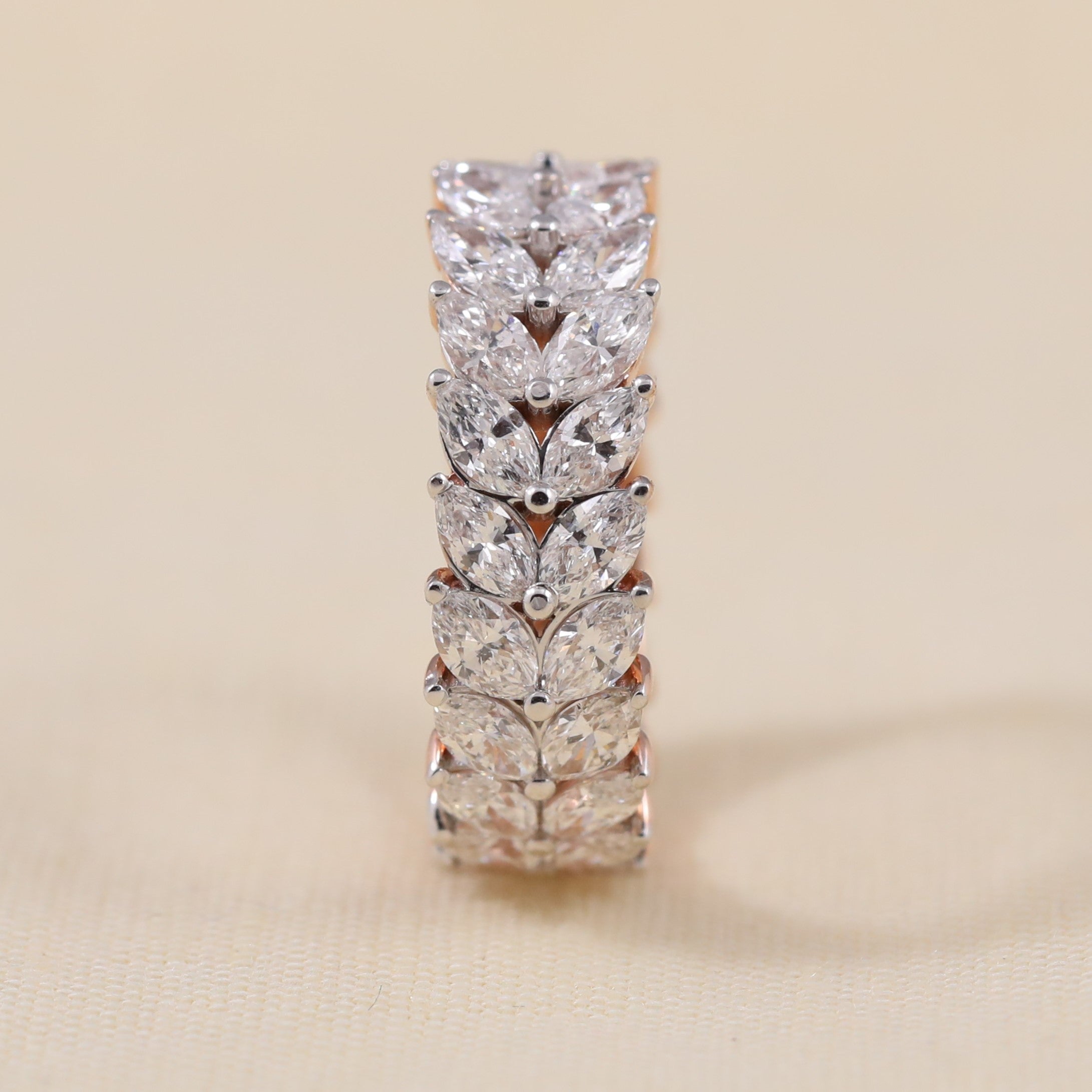 Luxury eternity band crafted with shimmering marquise ethical lab grown diamonds