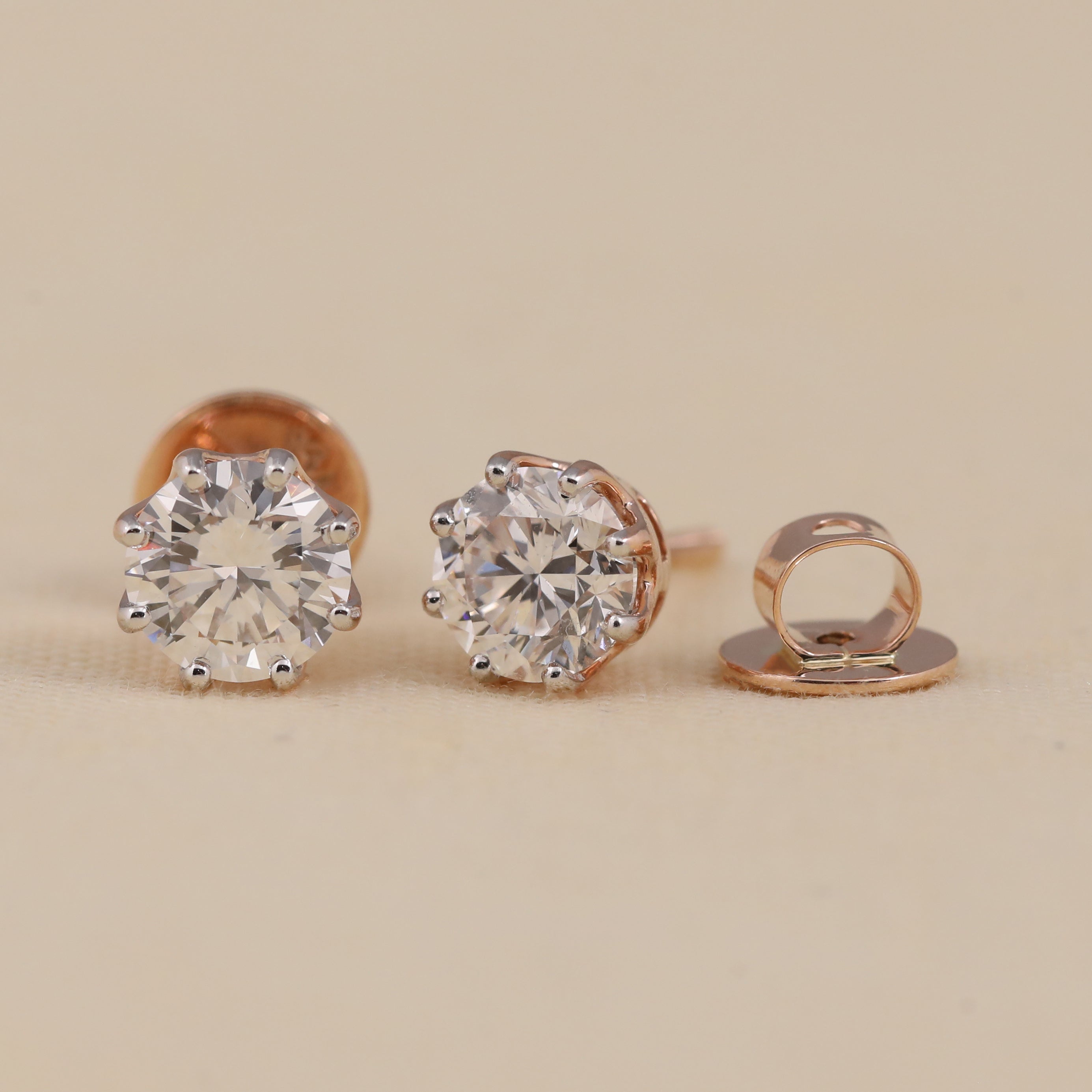 Brilliant round solitaire diamond earrings designed for anniversary or bridal wear