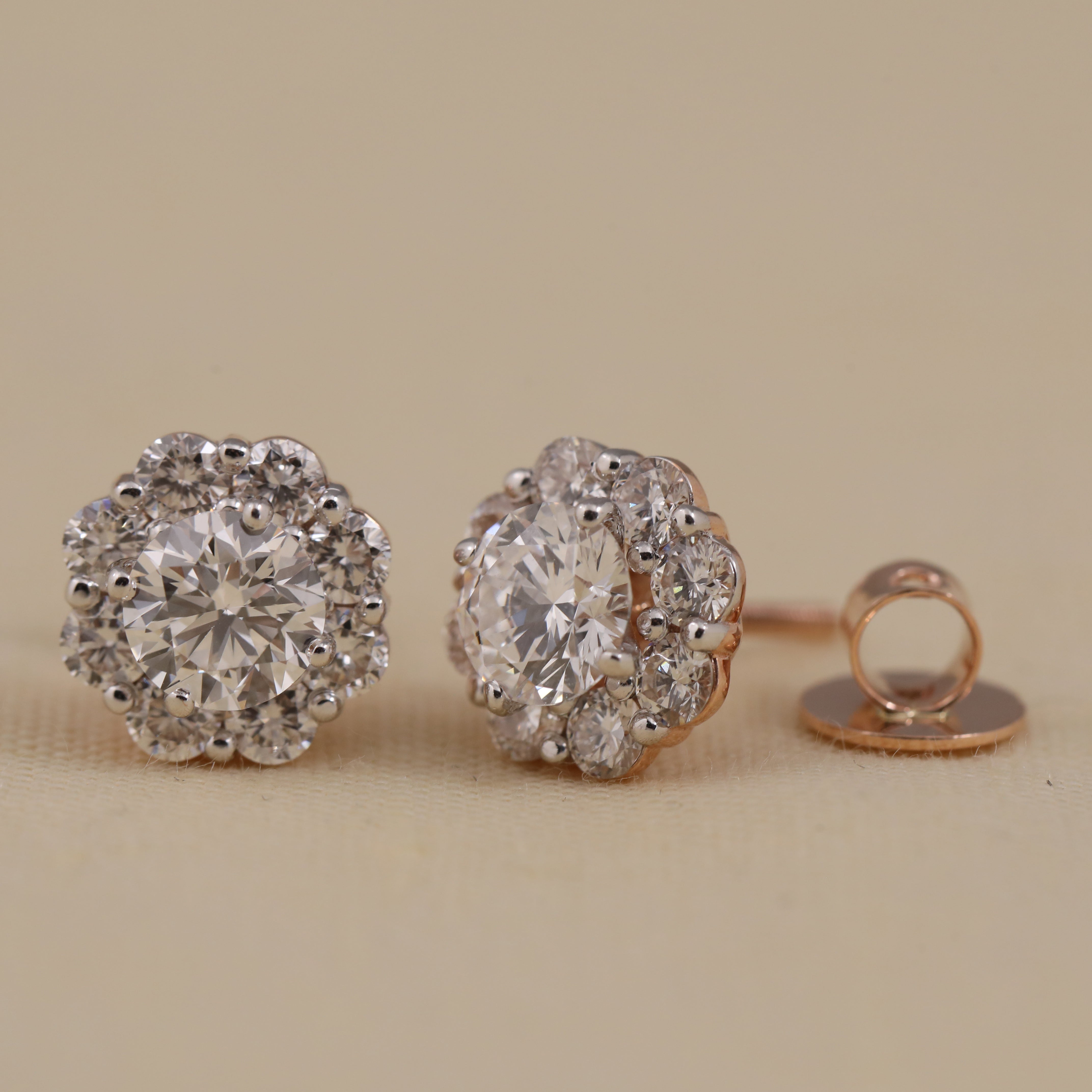 Dazzling round diamond halo earrings ideal for birthday style and gifting