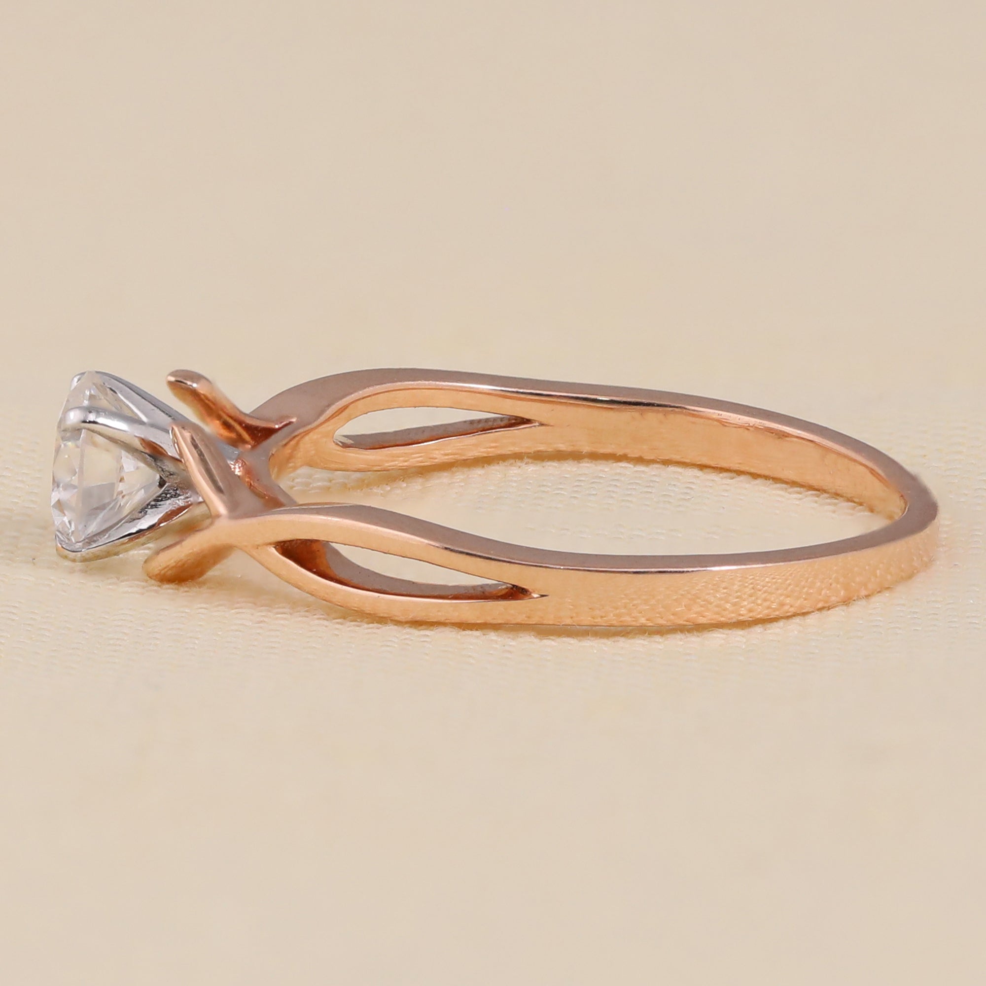 Round Solitaire Lab Grown Diamond Engagement Ring with Twisted Band