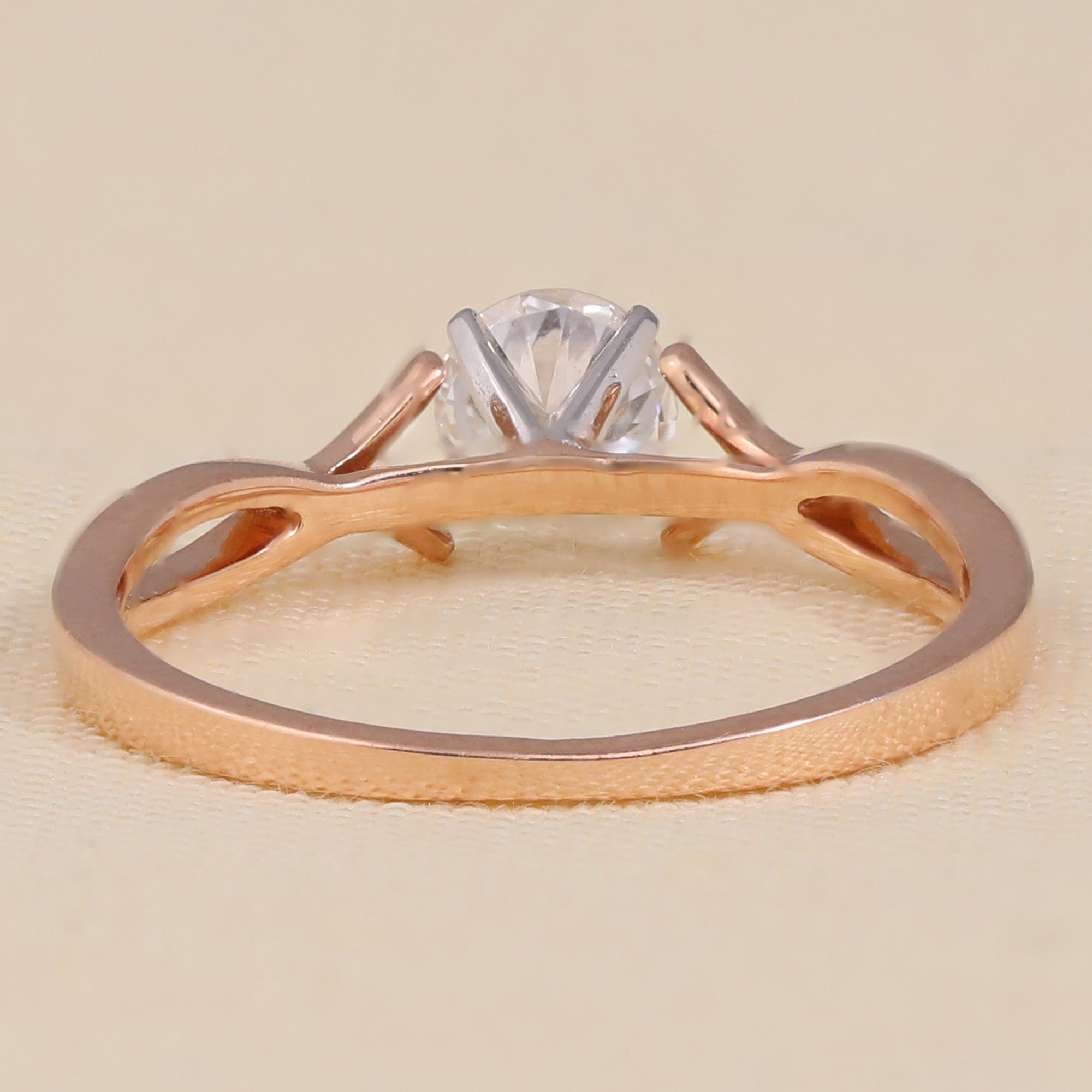 Round Solitaire Lab Grown Diamond Engagement Ring with Twisted Band