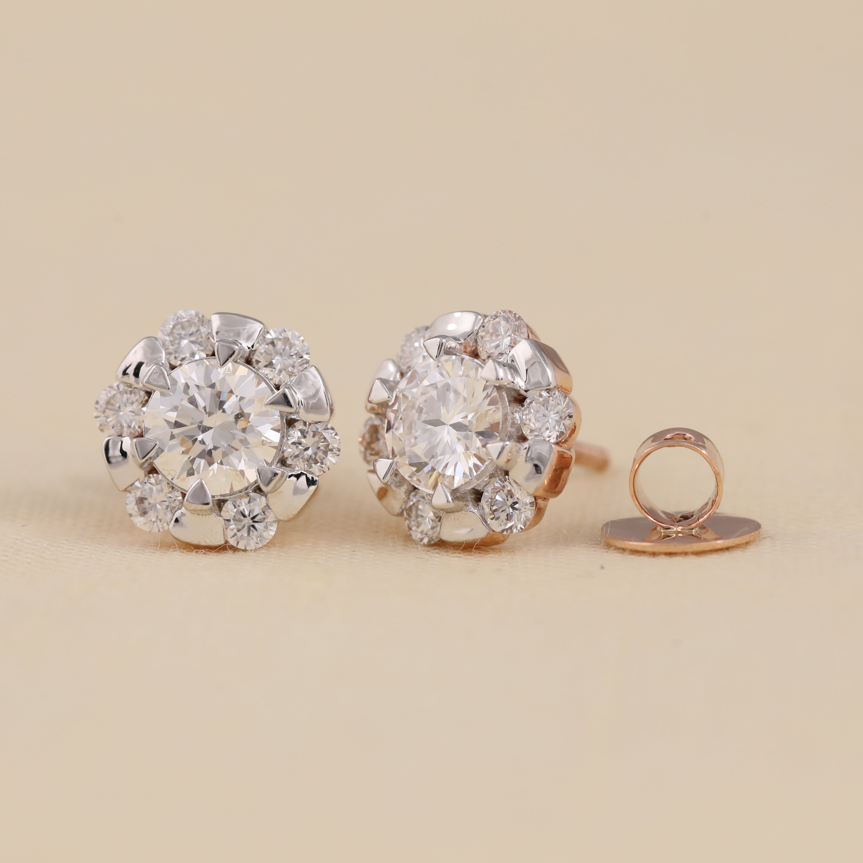 Stylish round-cut cluster earrings ideal for anniversary and festive wear.