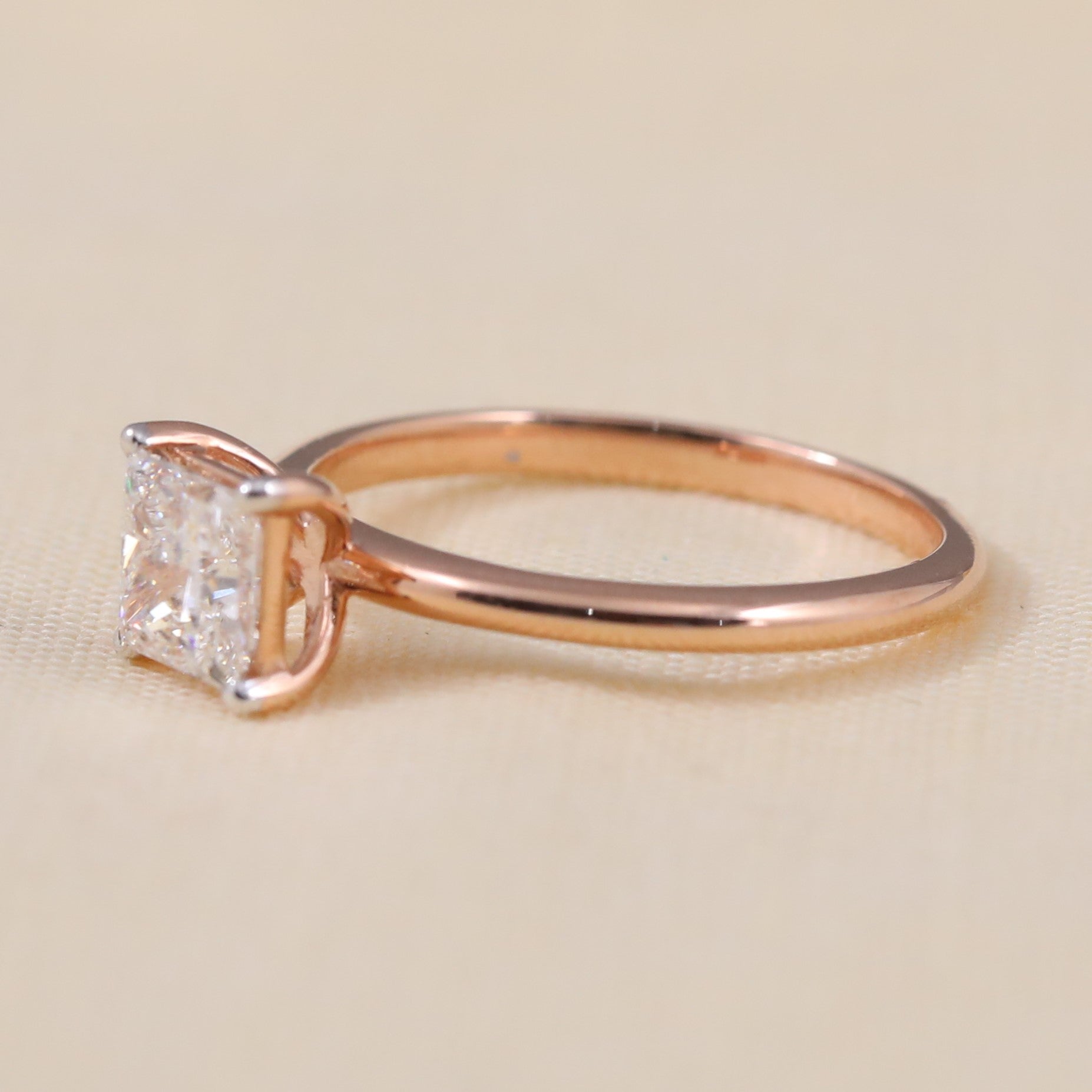 Elegant solitaire ring showcasing a brilliant princess cut lab grown diamond centerpiece