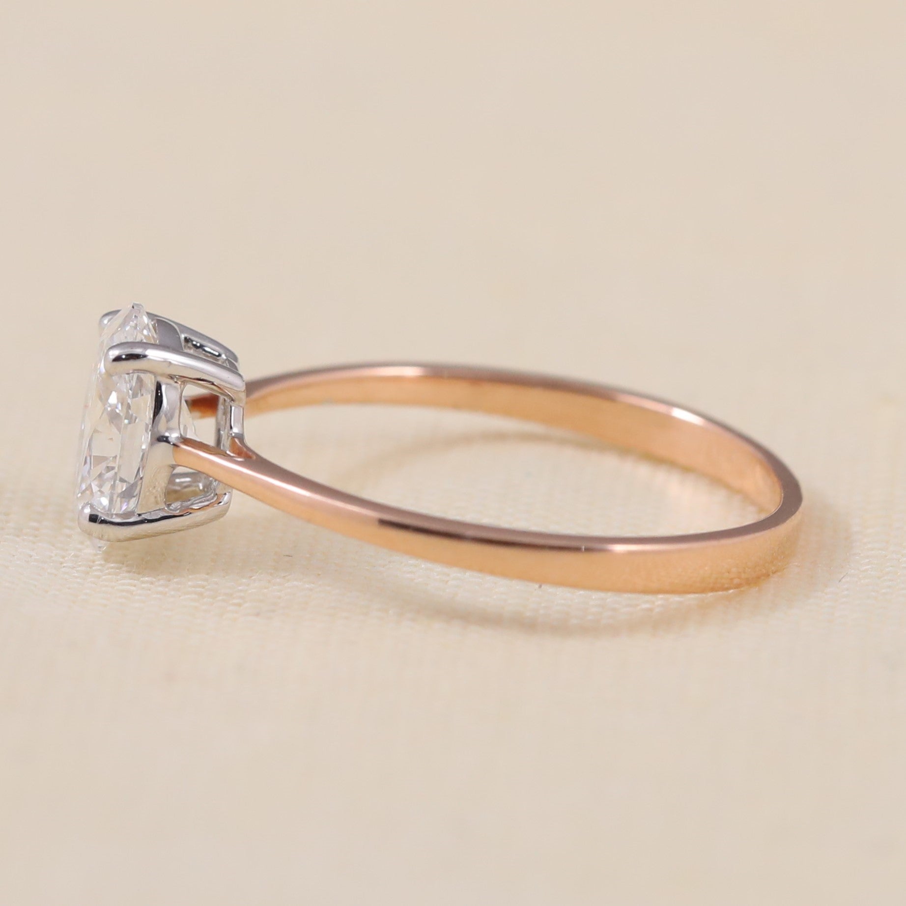 Minimalist lab grown oval diamond engagement ring with classic solitaire design