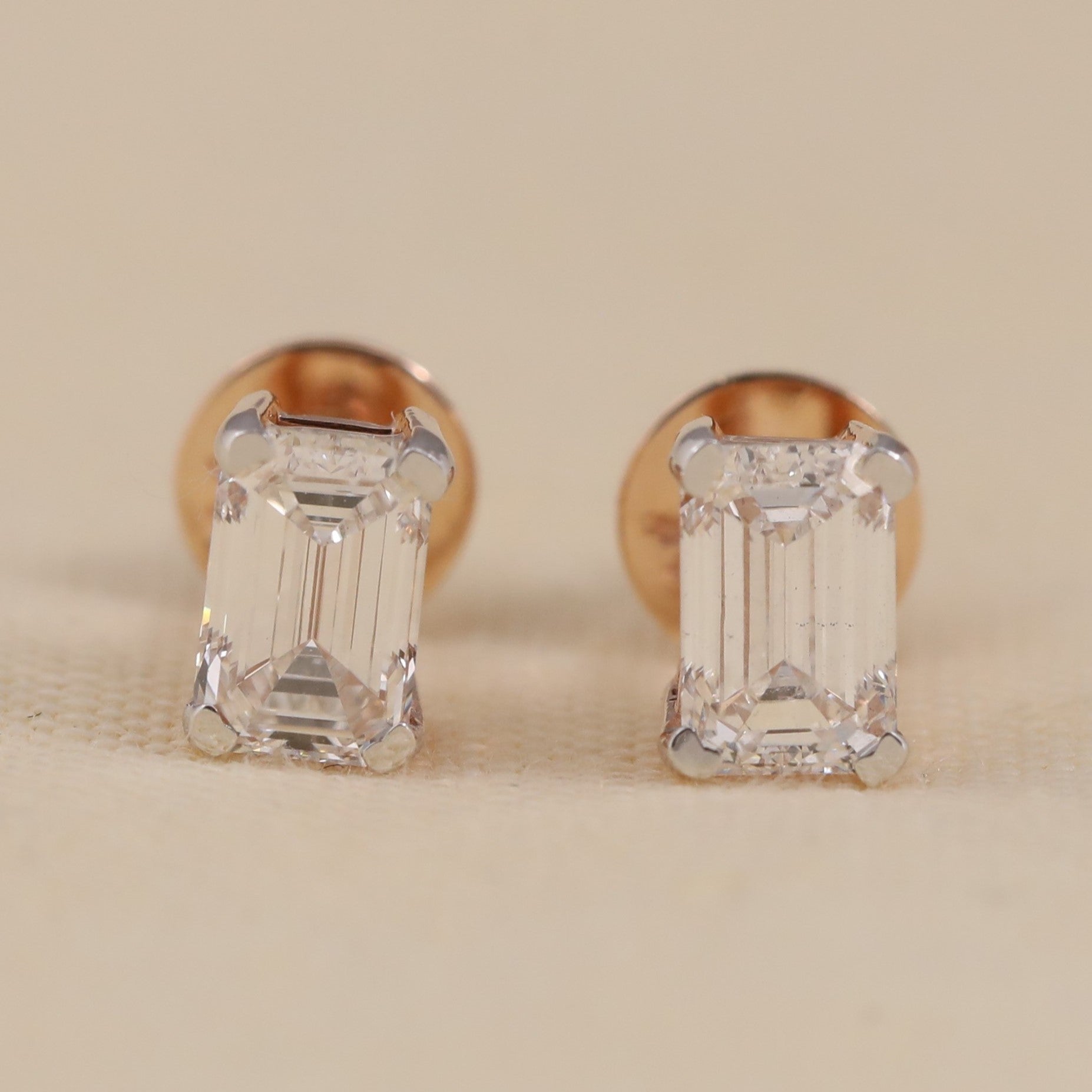 Elegant emerald cut lab grown diamond studs perfect for anniversary and everyday elegance