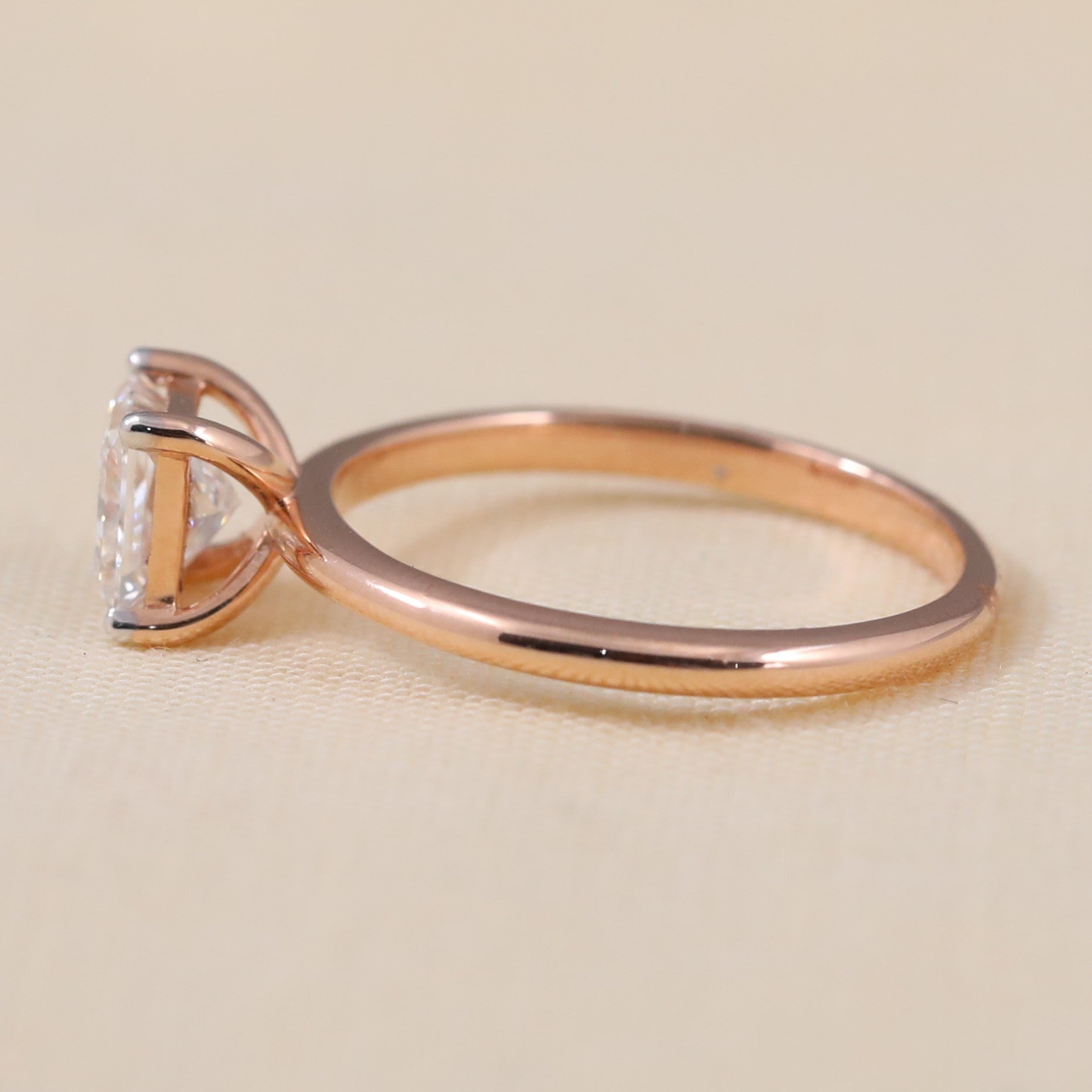Timeless engagement ring crafted with a radiant princess cut lab grown diamond