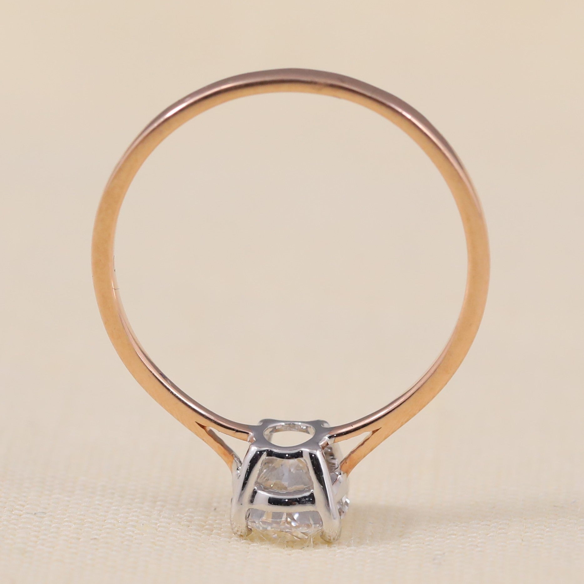Timeless oval lab grown diamond ring crafted with a thin solitaire band