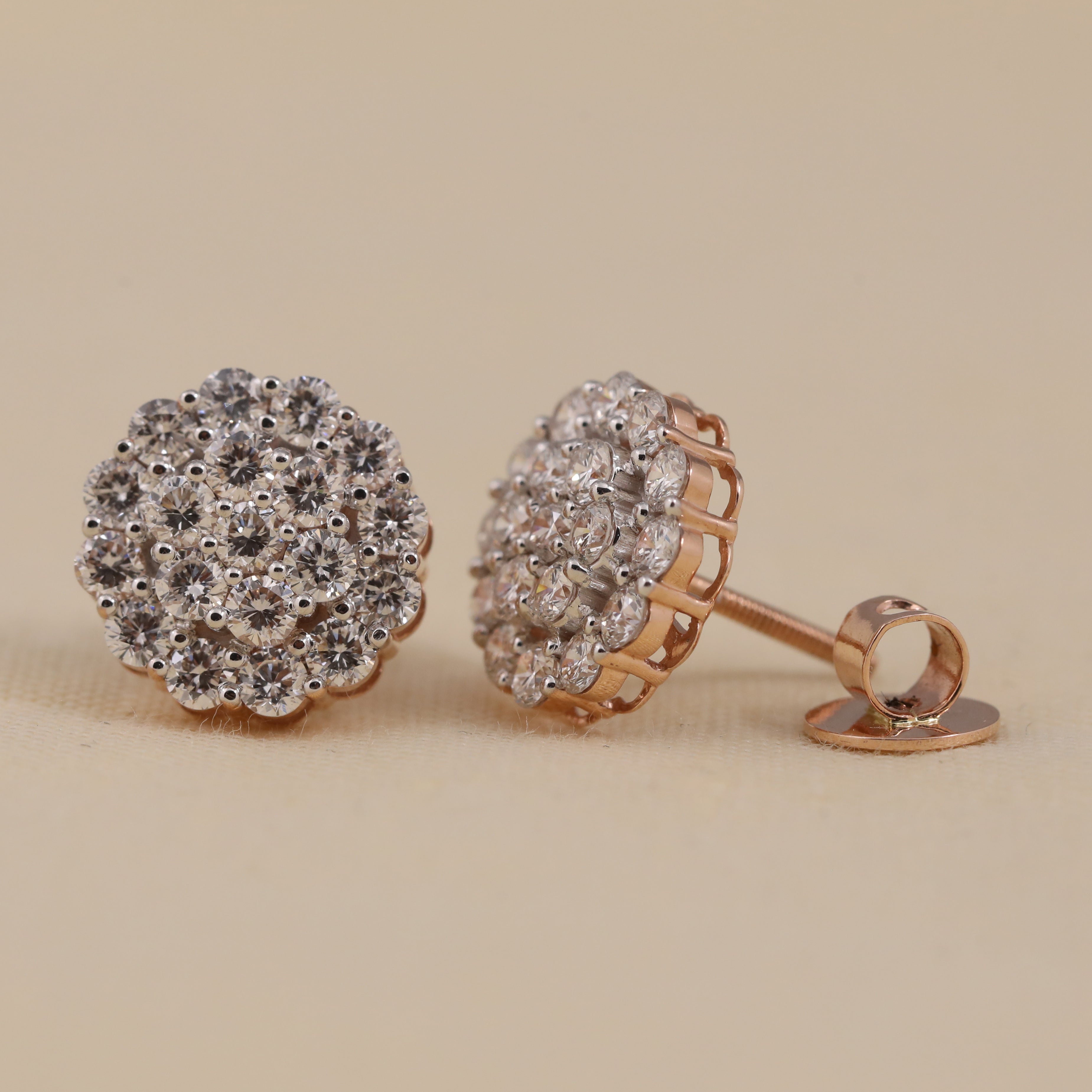 Shimmering cluster diamond studs perfect for engagements, proposals and romantic events