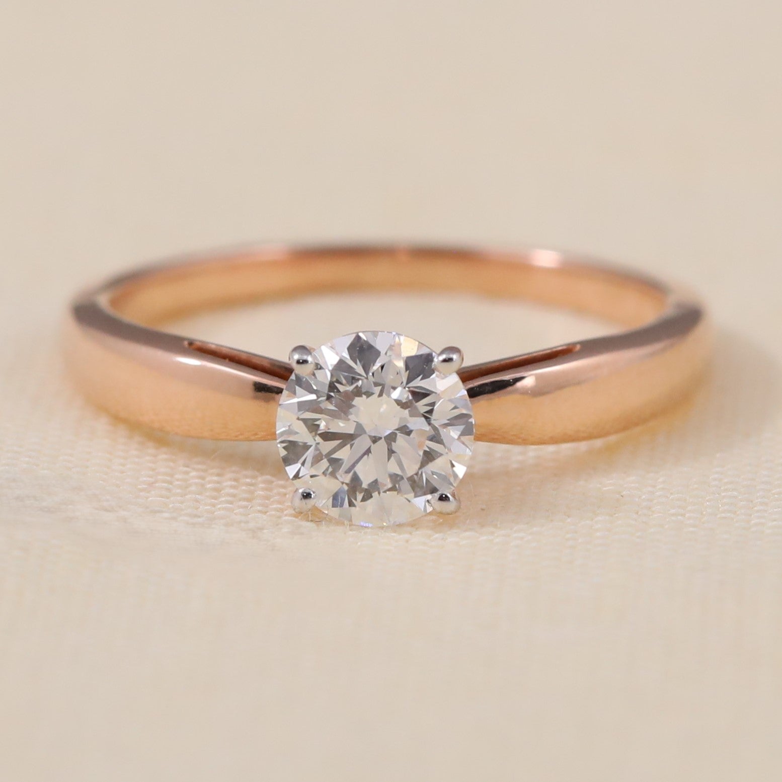 Elegant round lab grown diamond engagement ring with a classic solitaire setting