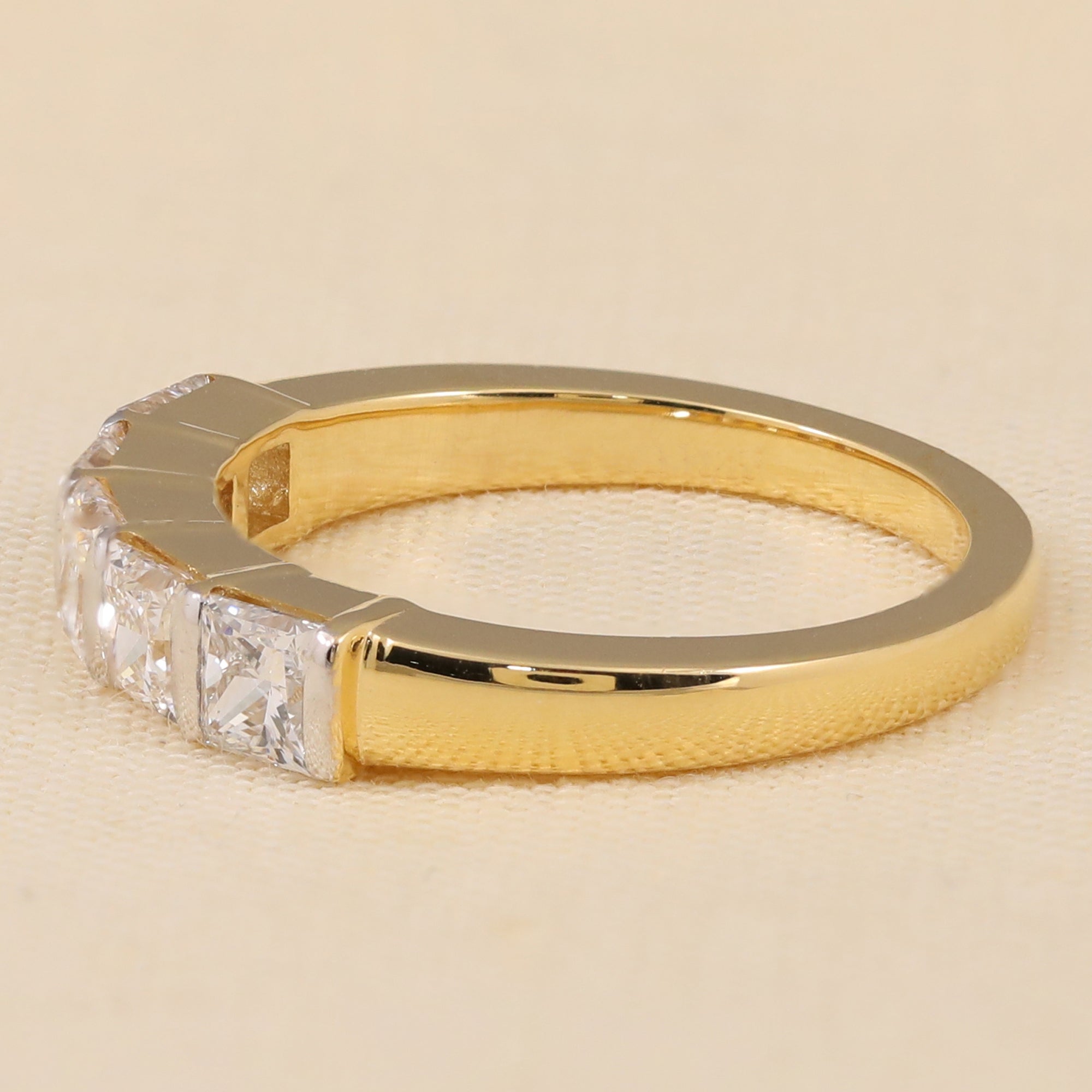 Princess-cut lab diamond anniversary band featuring five bright shimmering stones