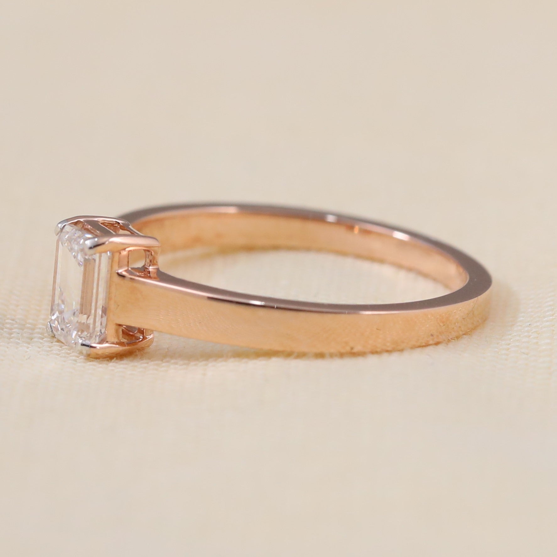 Simple emerald lab-grown diamond ring ideal for promise or anniversary moments