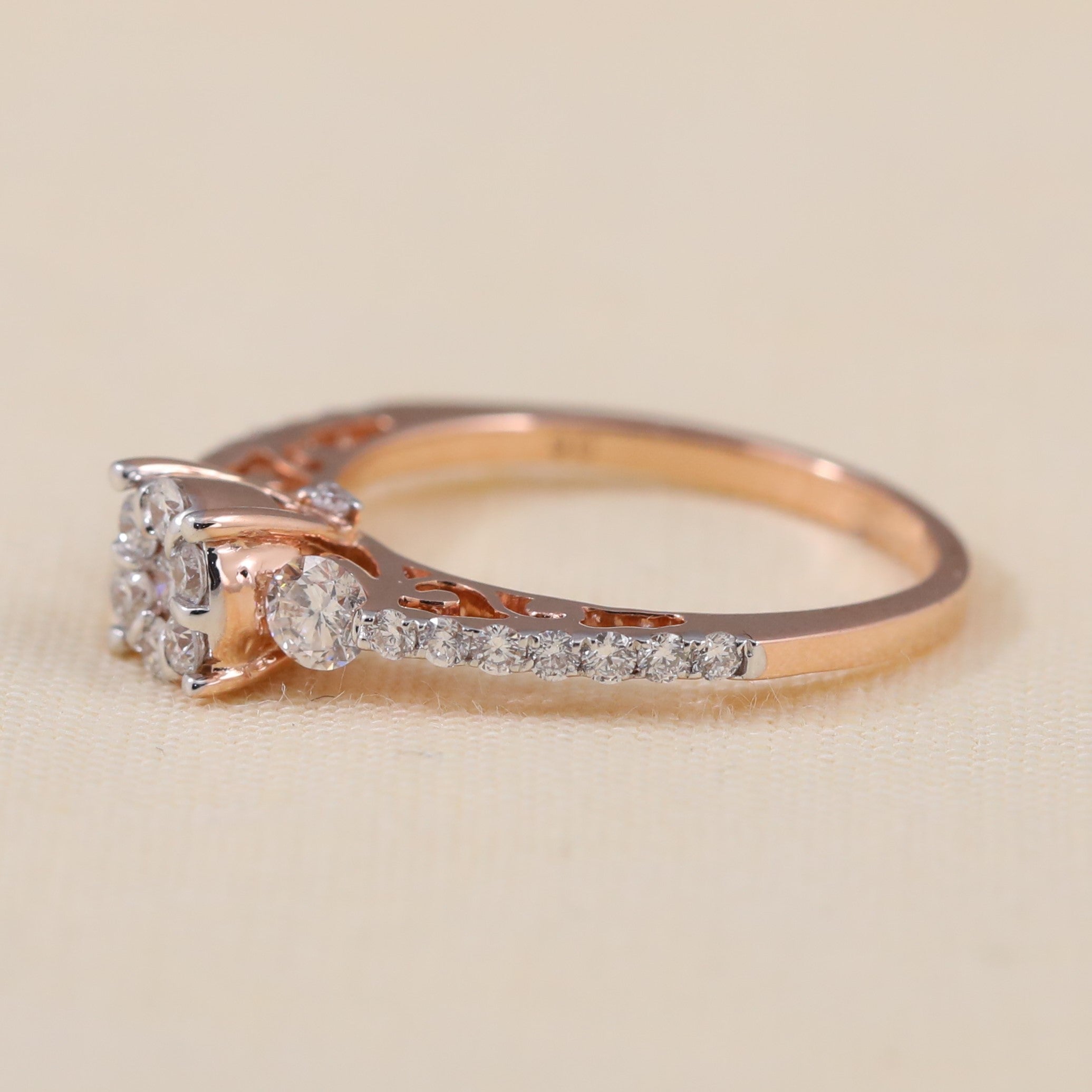 Floral inspired lab grown diamond ring featuring a bright cluster arrangement