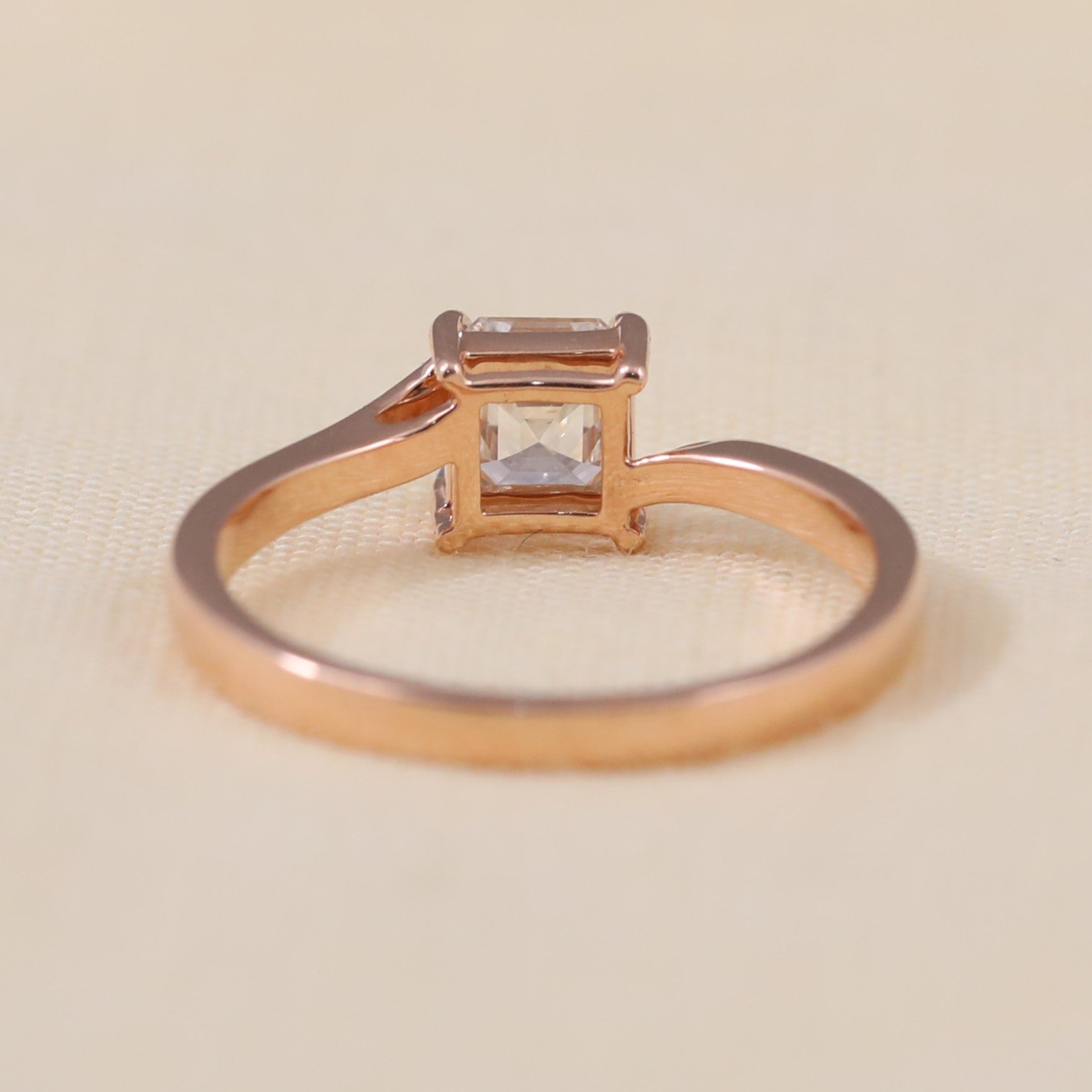 Asscher Cut Lab Diamond Solitaire Engagement Ring with Bypass Band