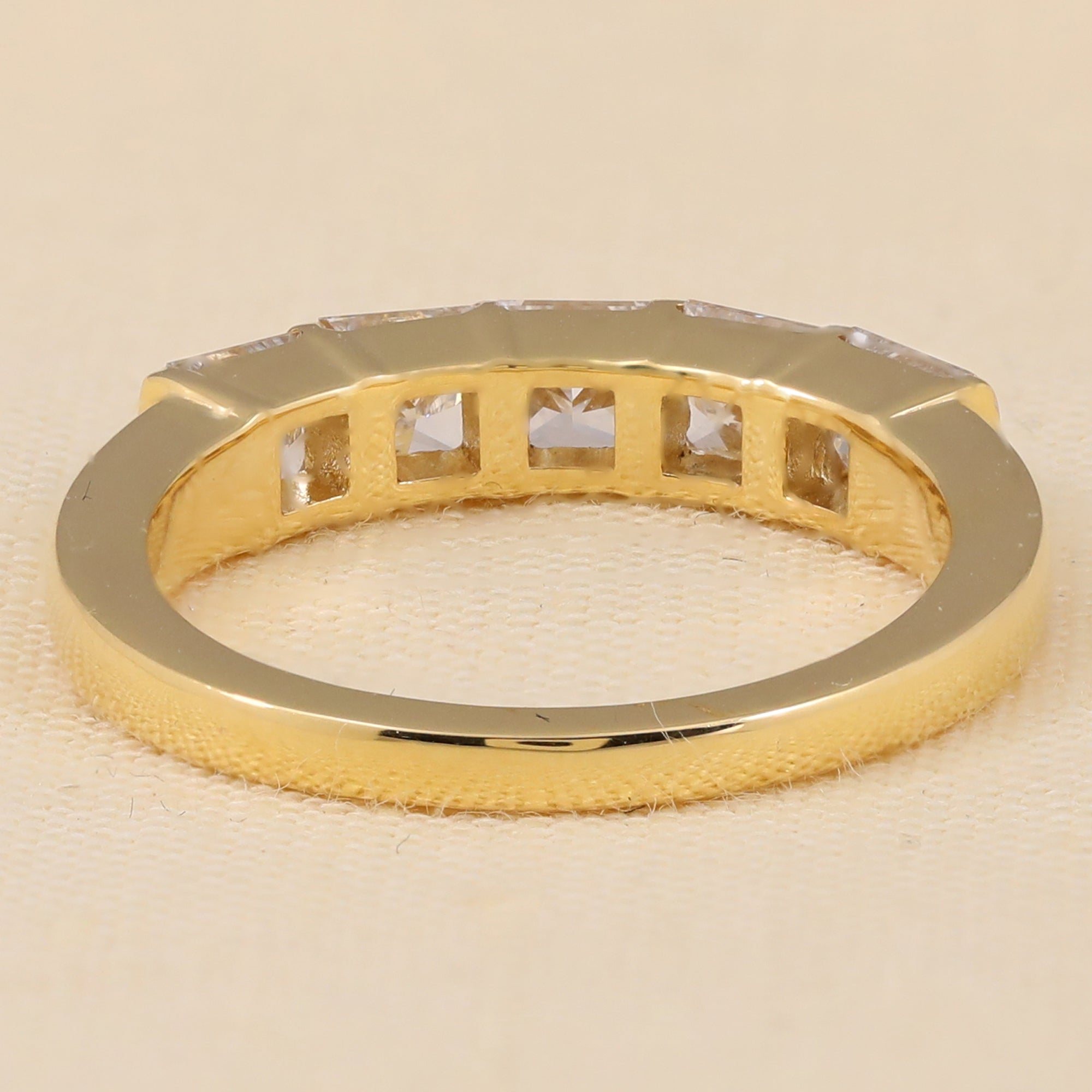 Modern lab-grown princess diamond band designed with clean, seamless stone alignment